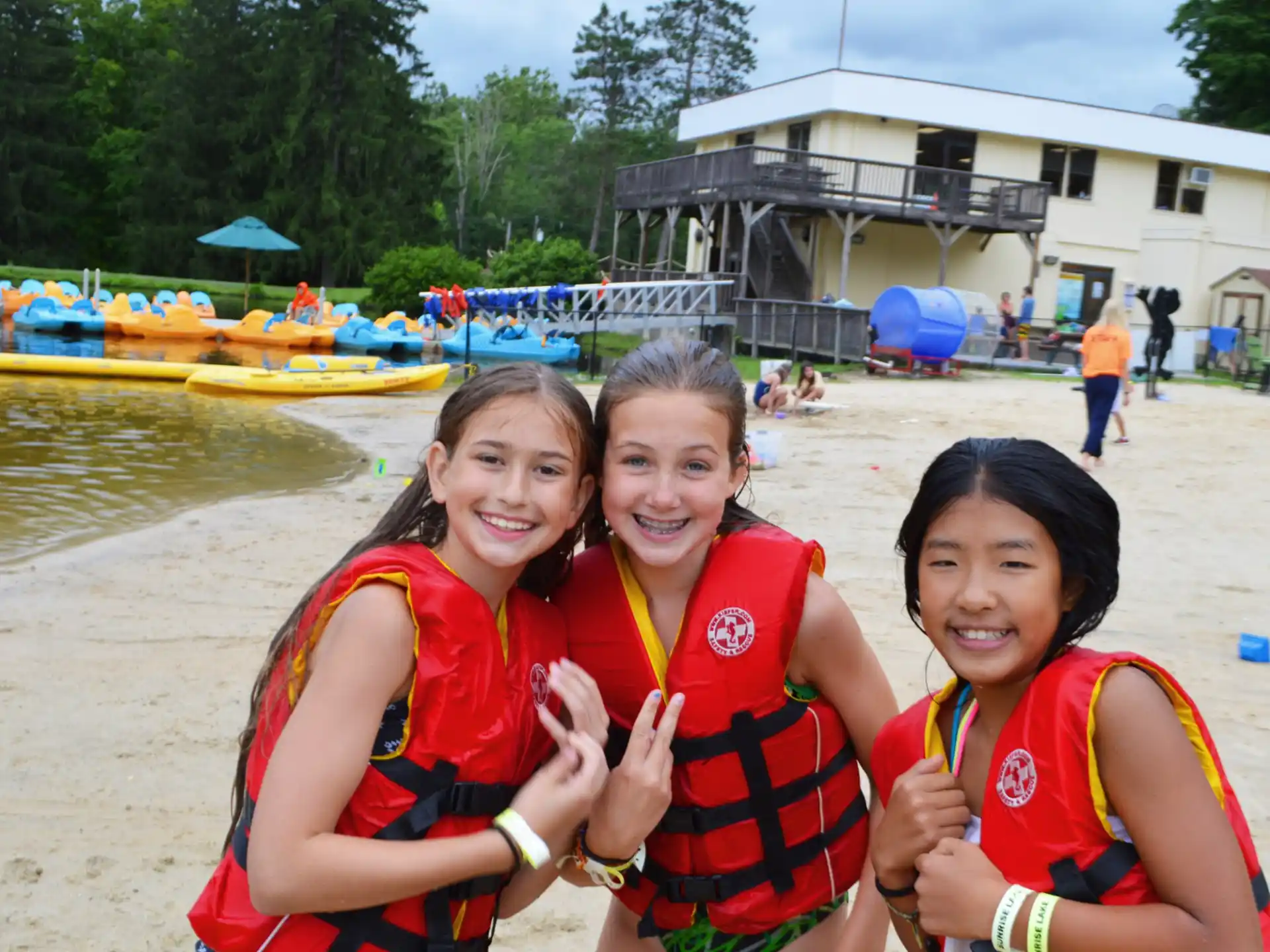 a group of women in life jackets