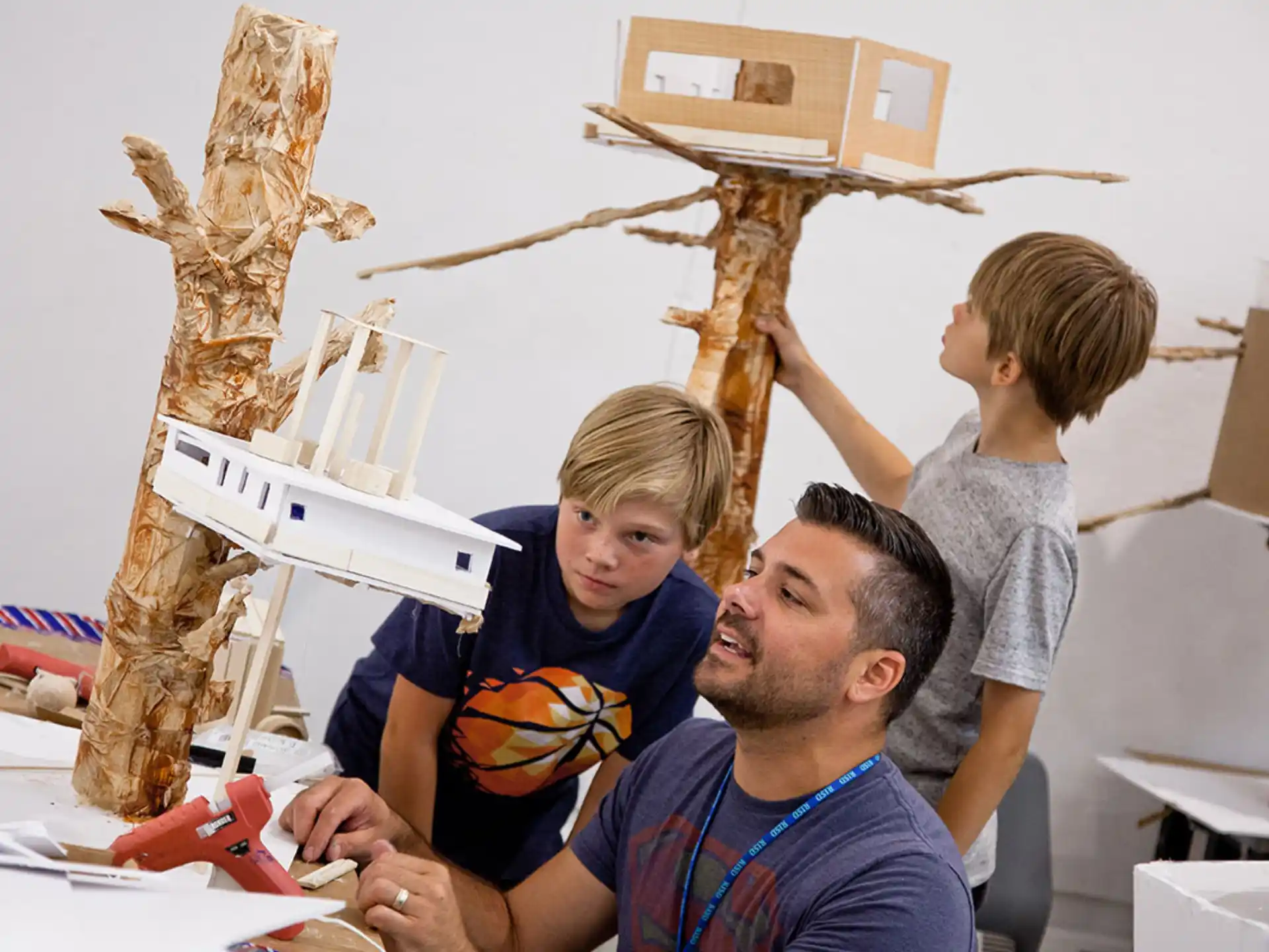 a man and a child painting