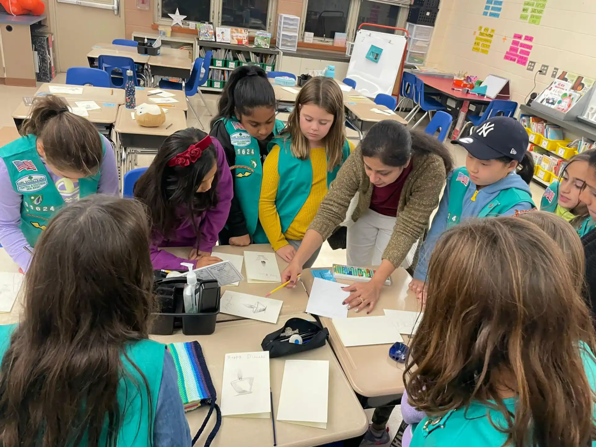a group of people in a classroom