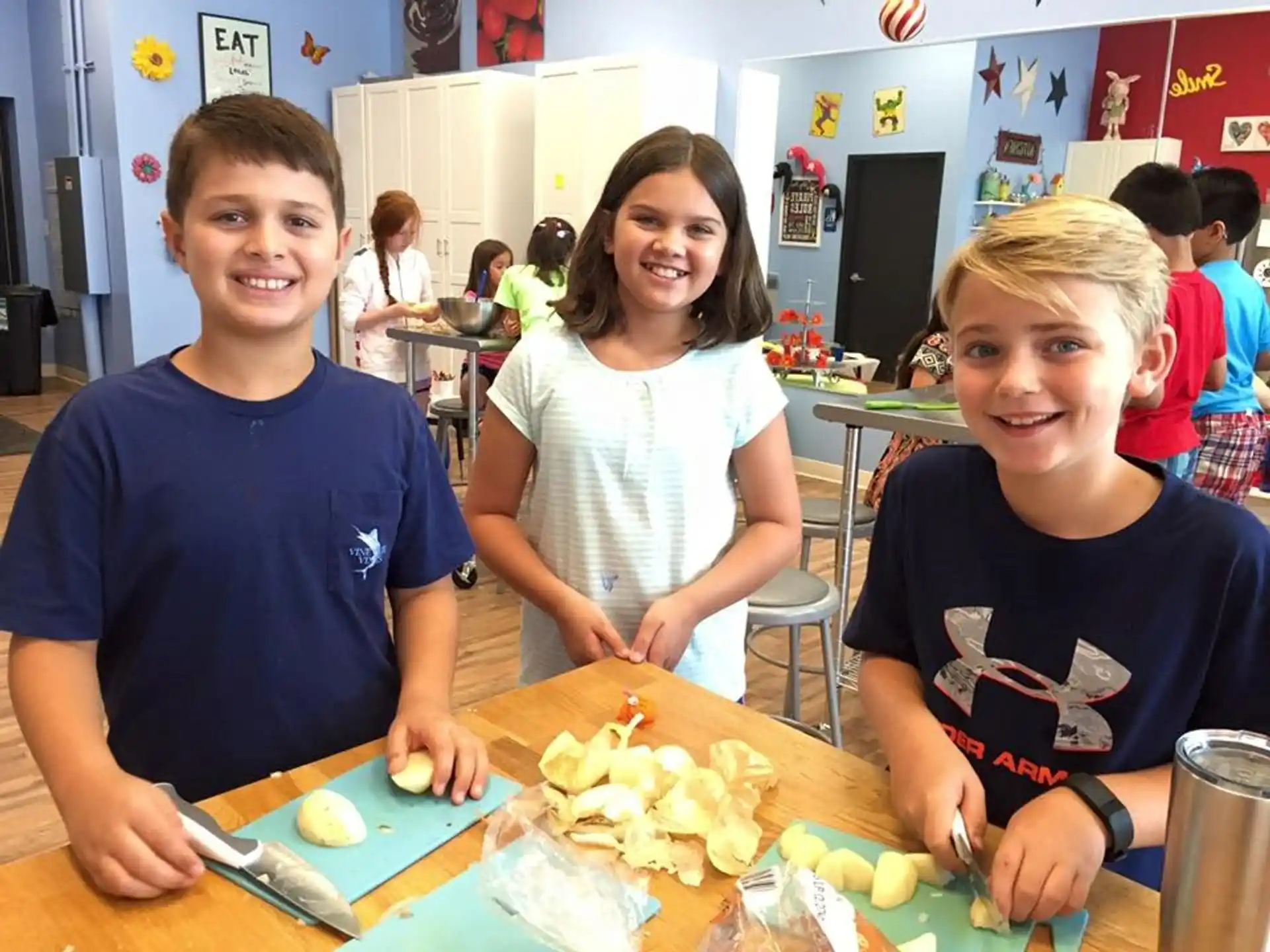 a group of kids in a classroom