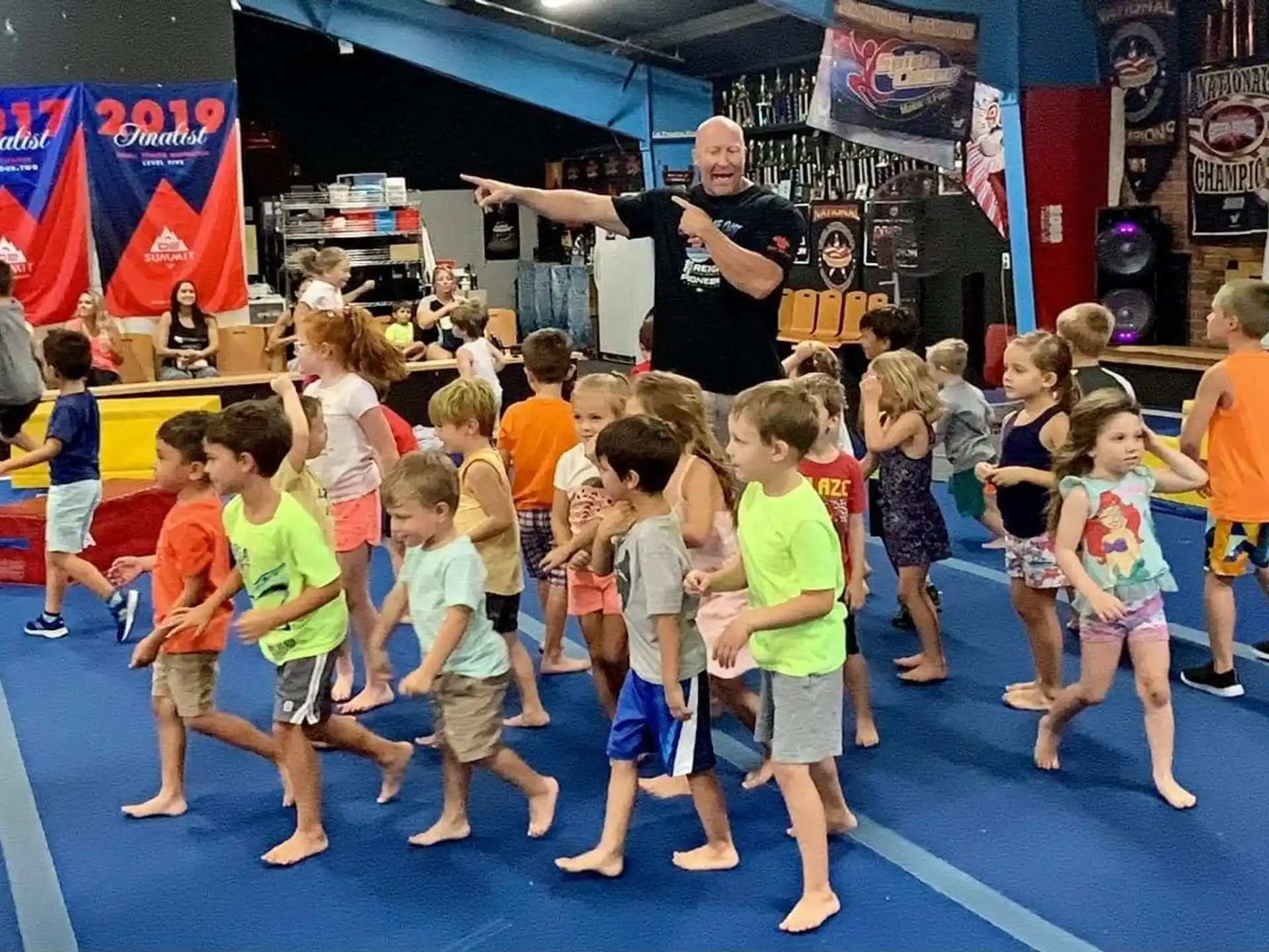 a group of children in a gym