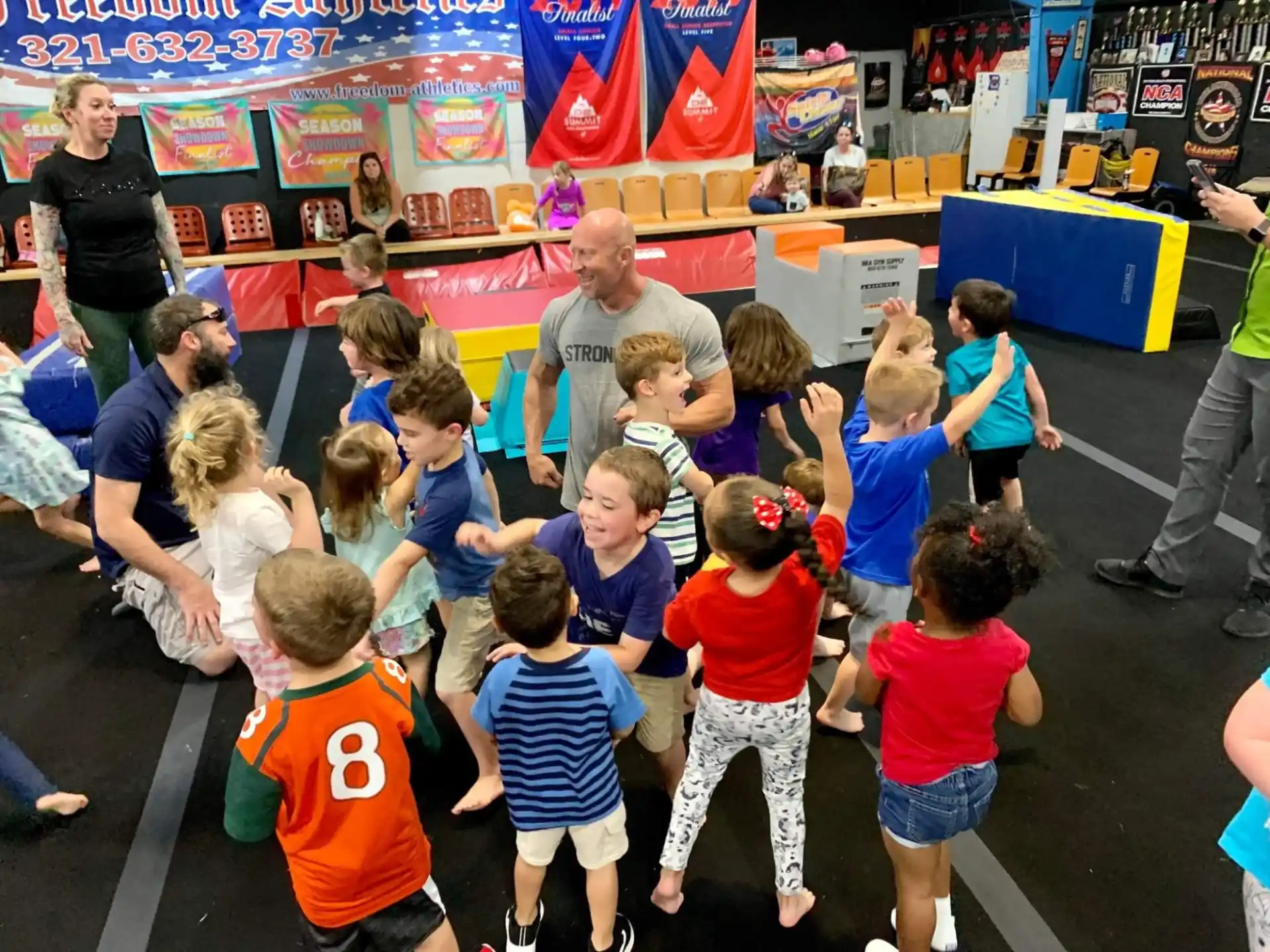 a group of children in a gymnasium