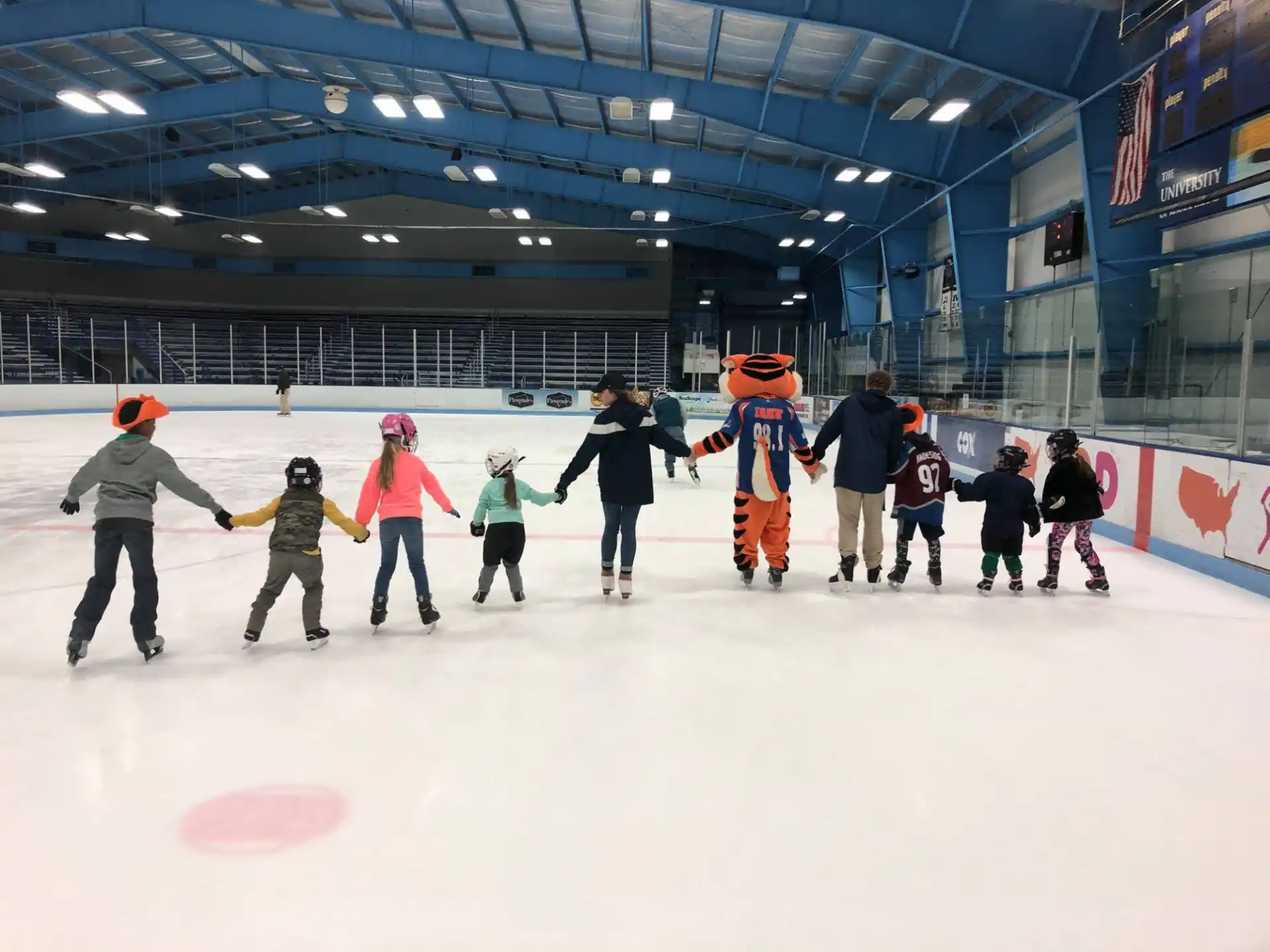 a group of people ice skating