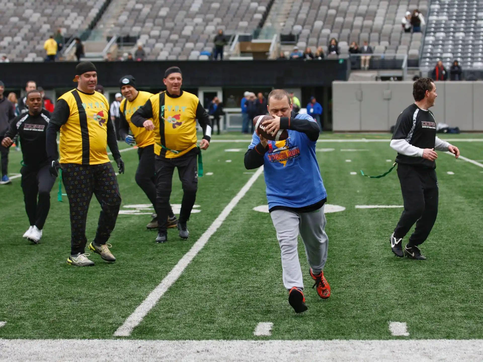 a group of people on a field