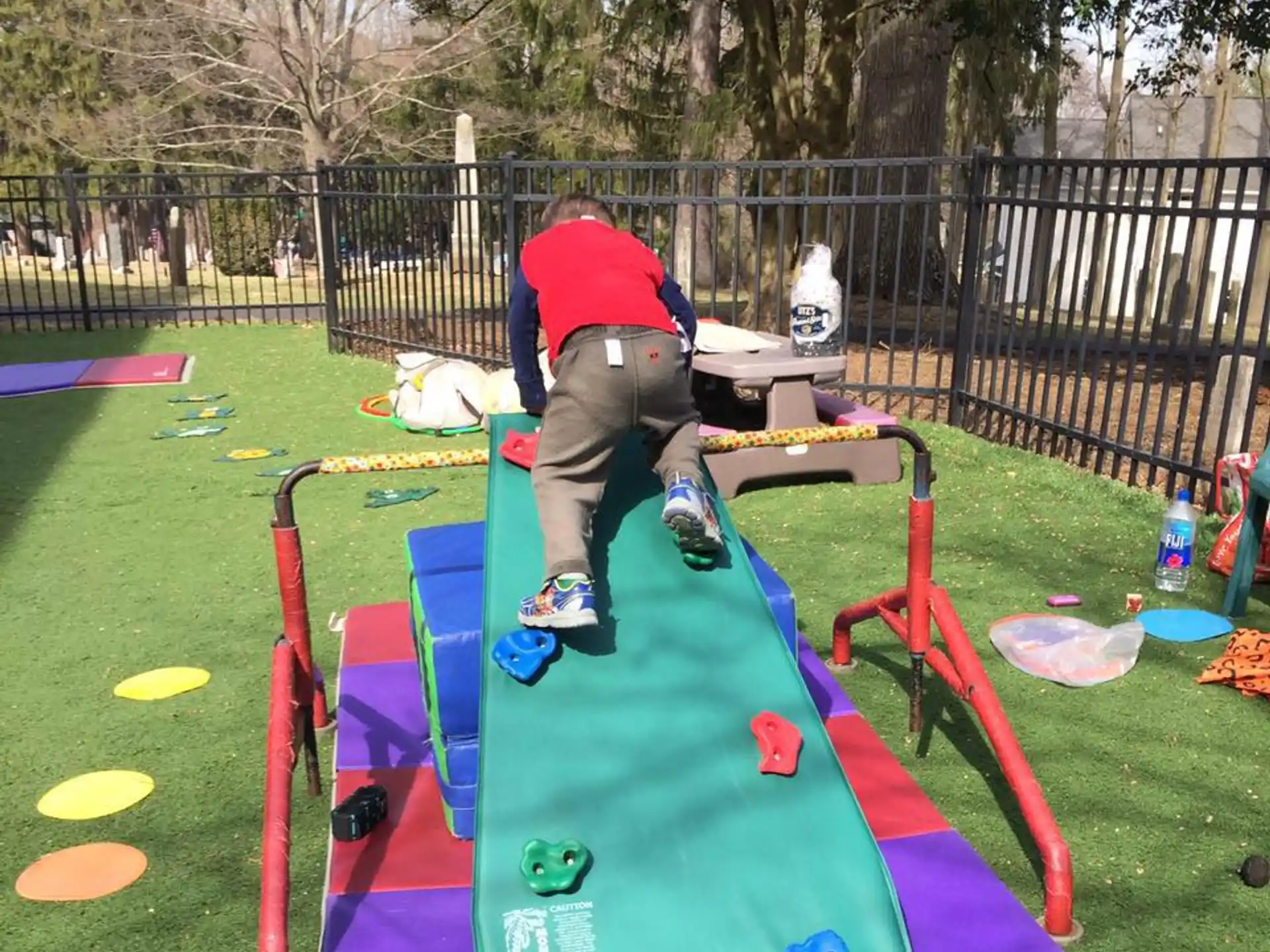 a person playing on a playground