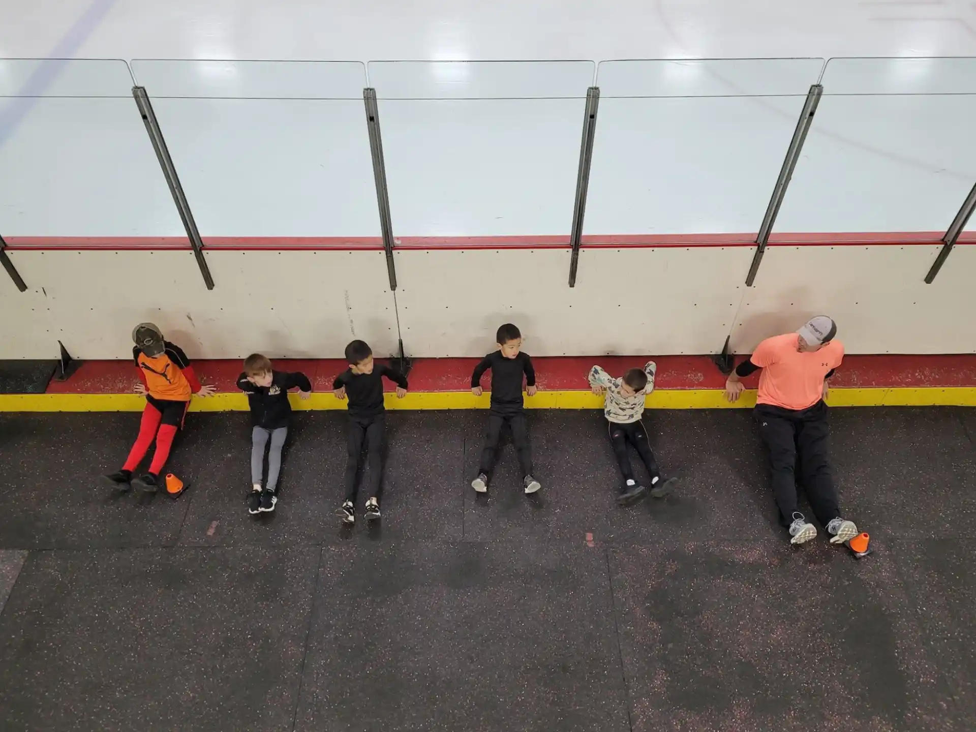 a group of people on a track