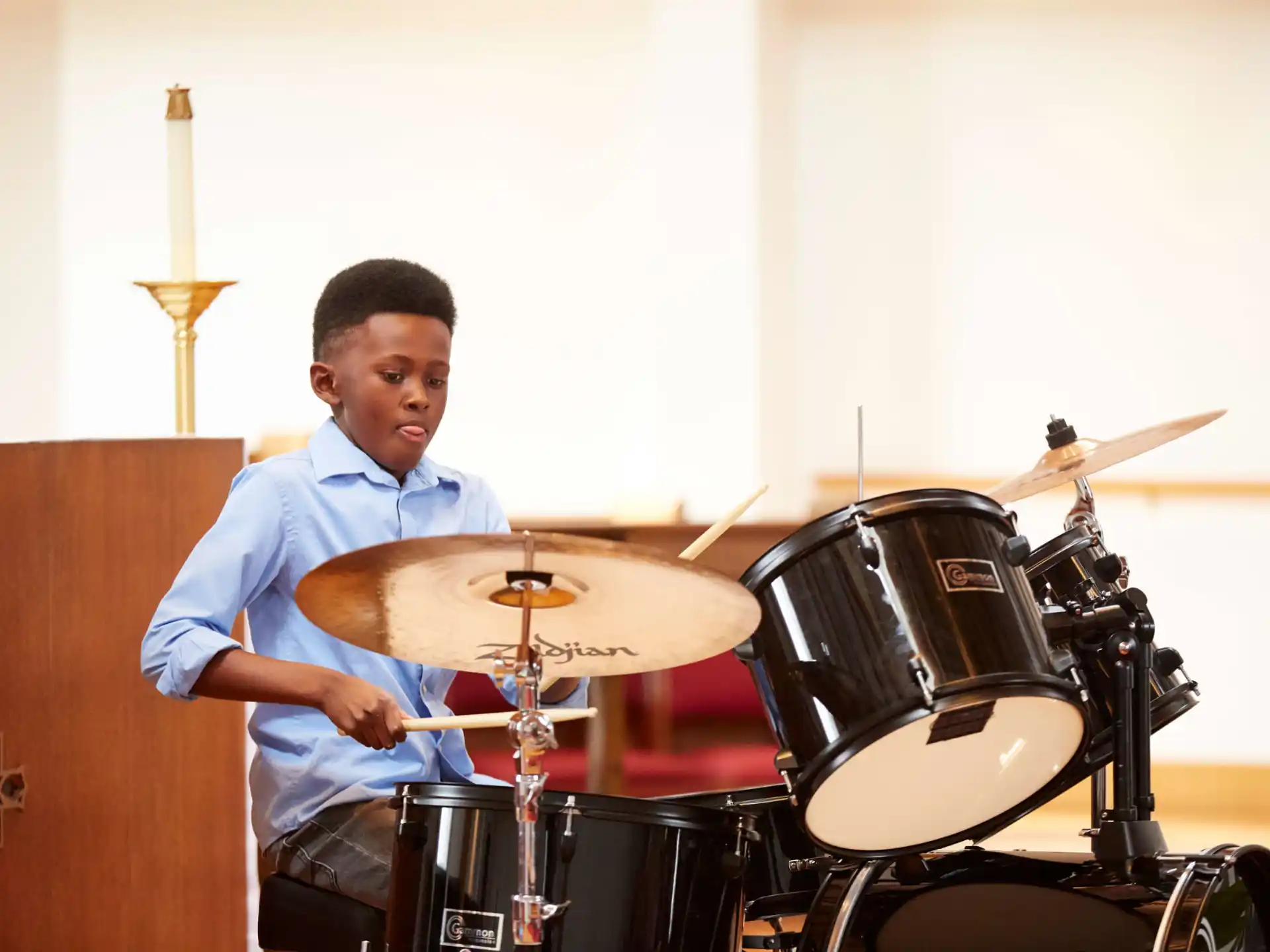 a man playing drums