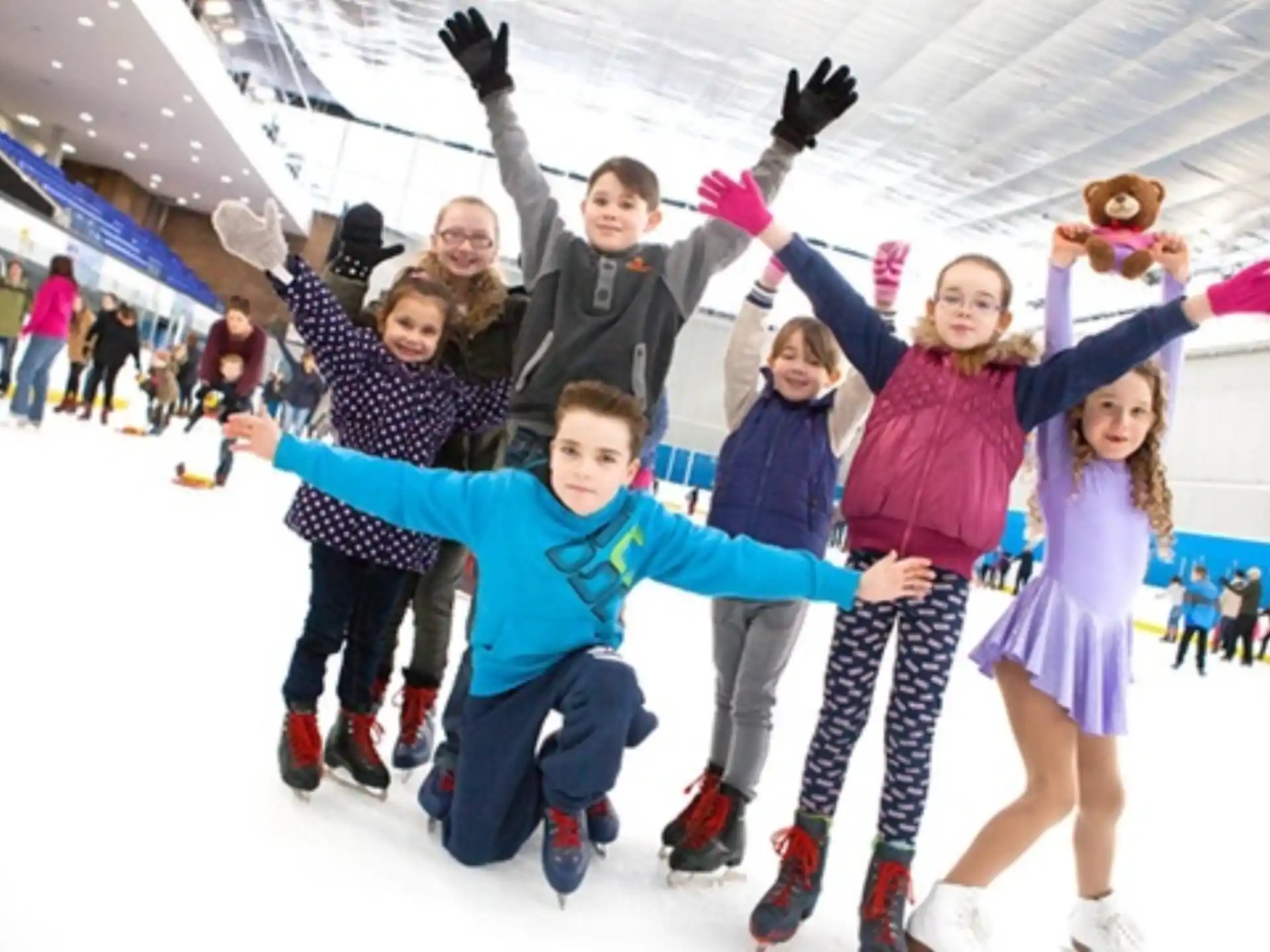 a group of people on ice