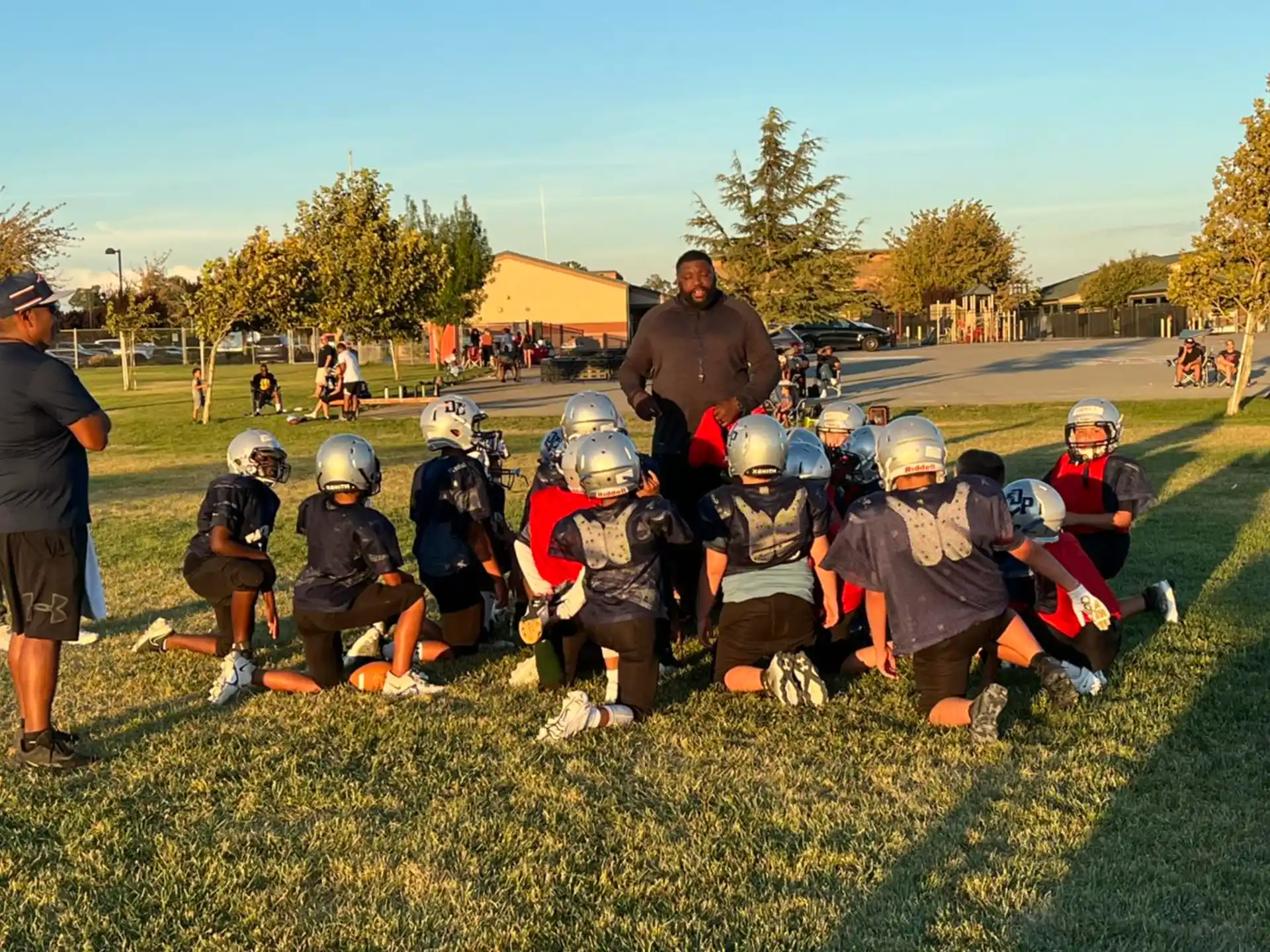 a group of people wearing helmets