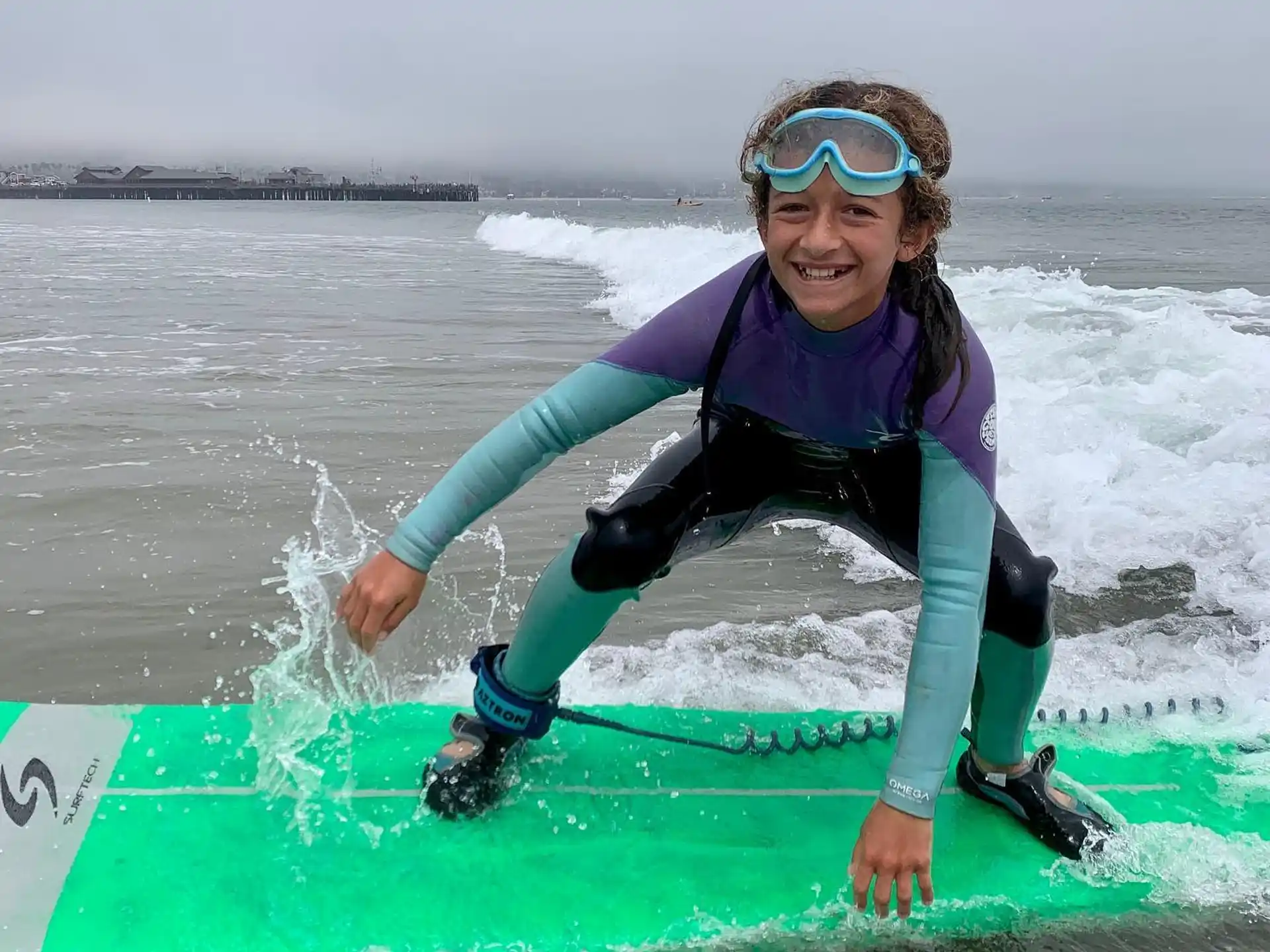 a girl on a surfboard