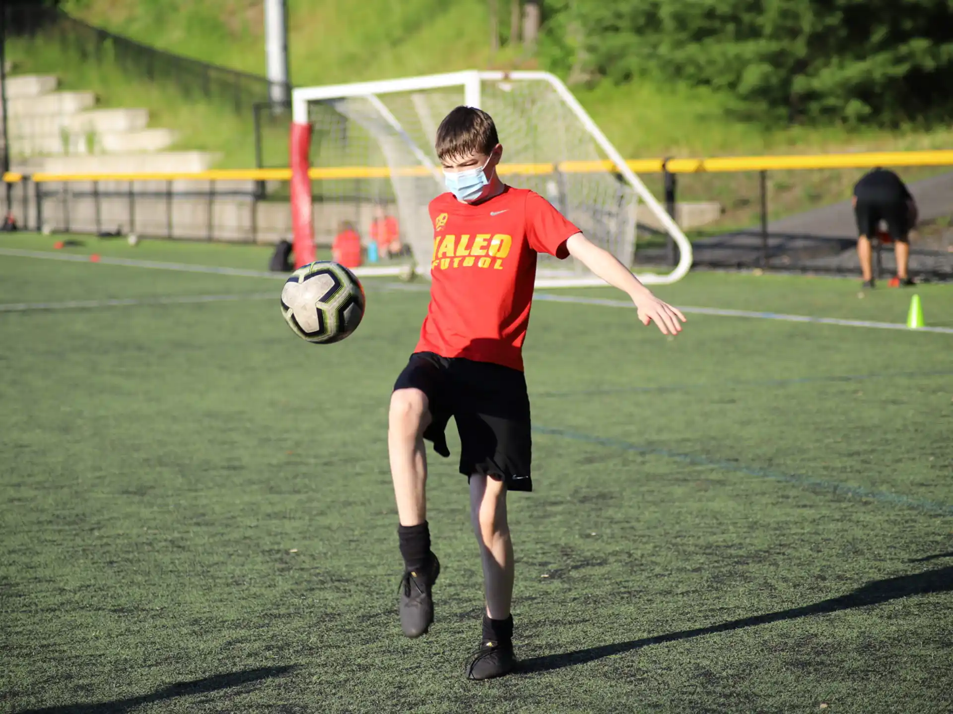 a boy playing football