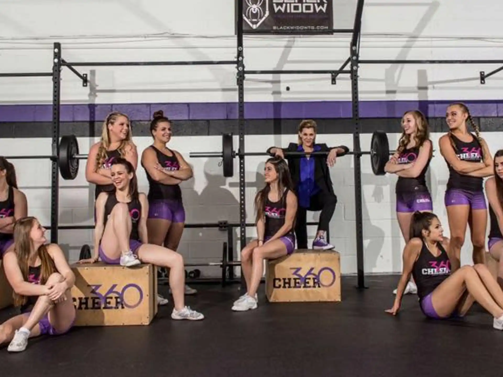 a group of women in a gym