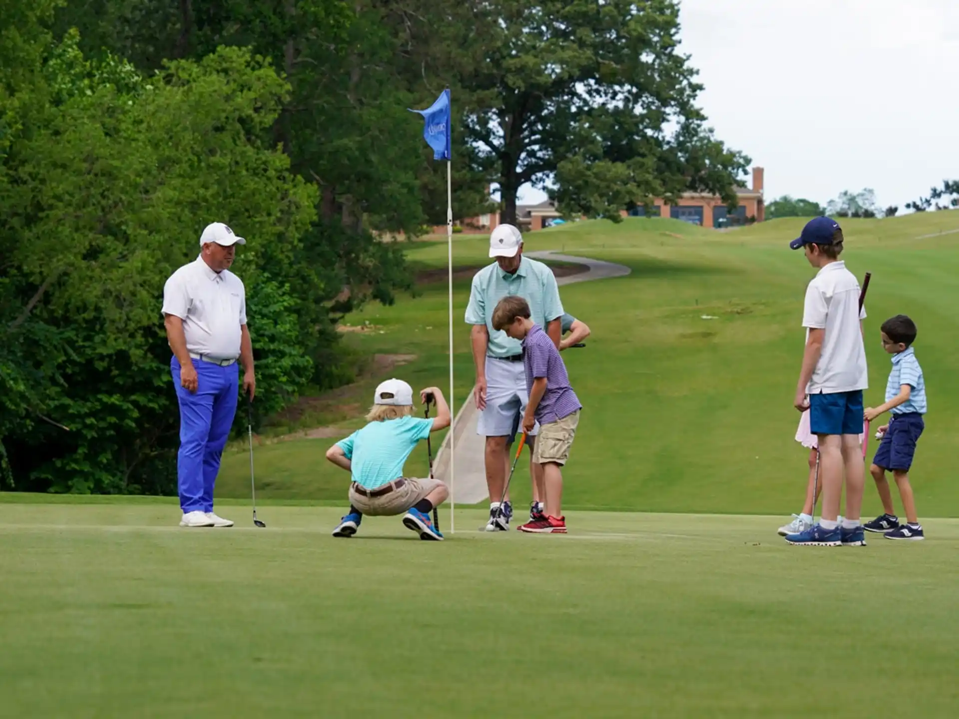 a group of people playing golf