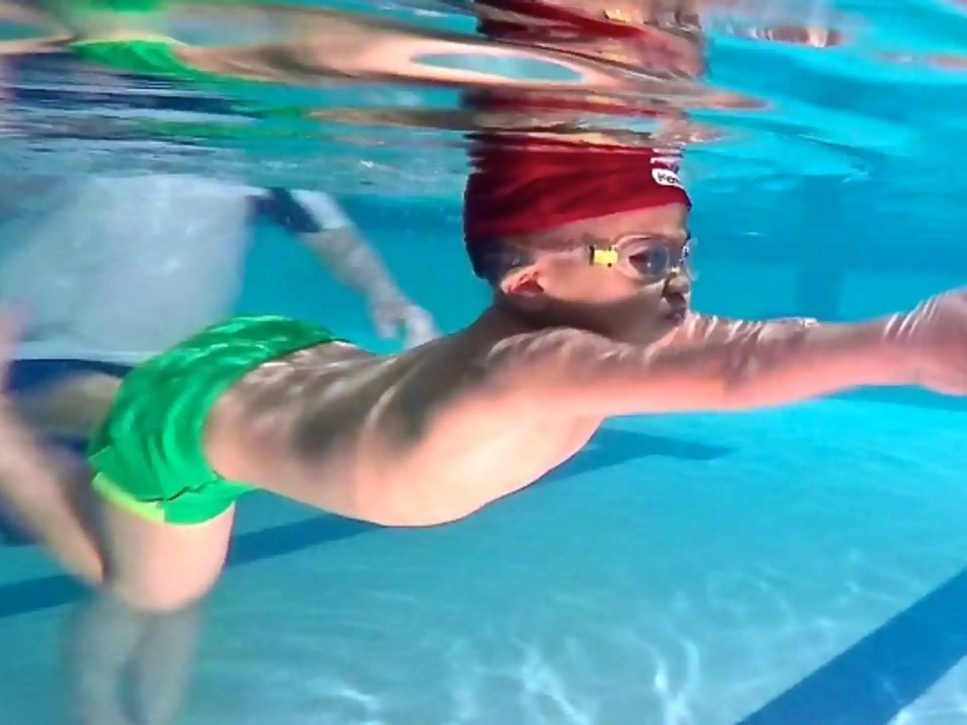 a woman in a swimming pool