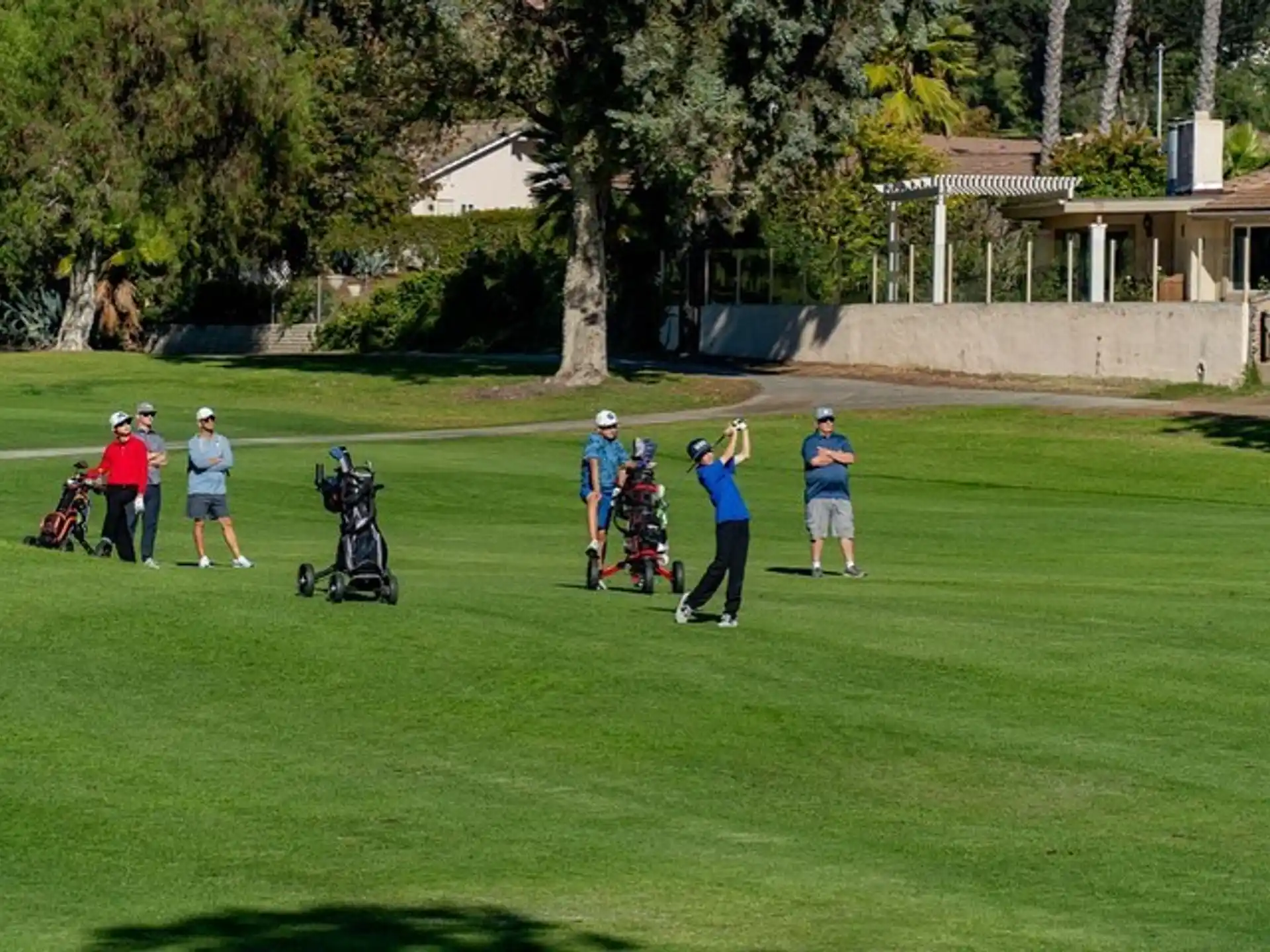 a group of people playing golf