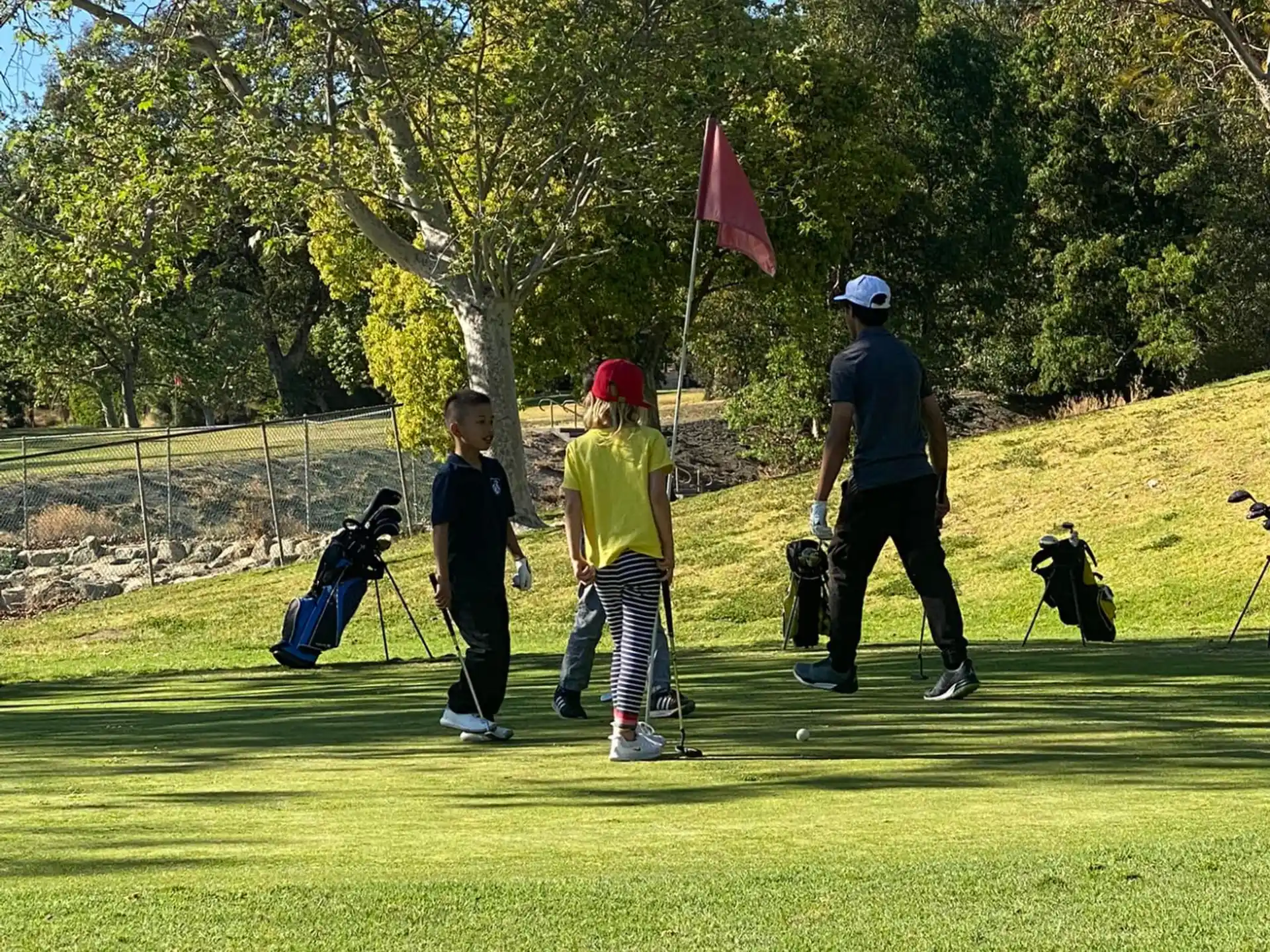 a group of people playing golf