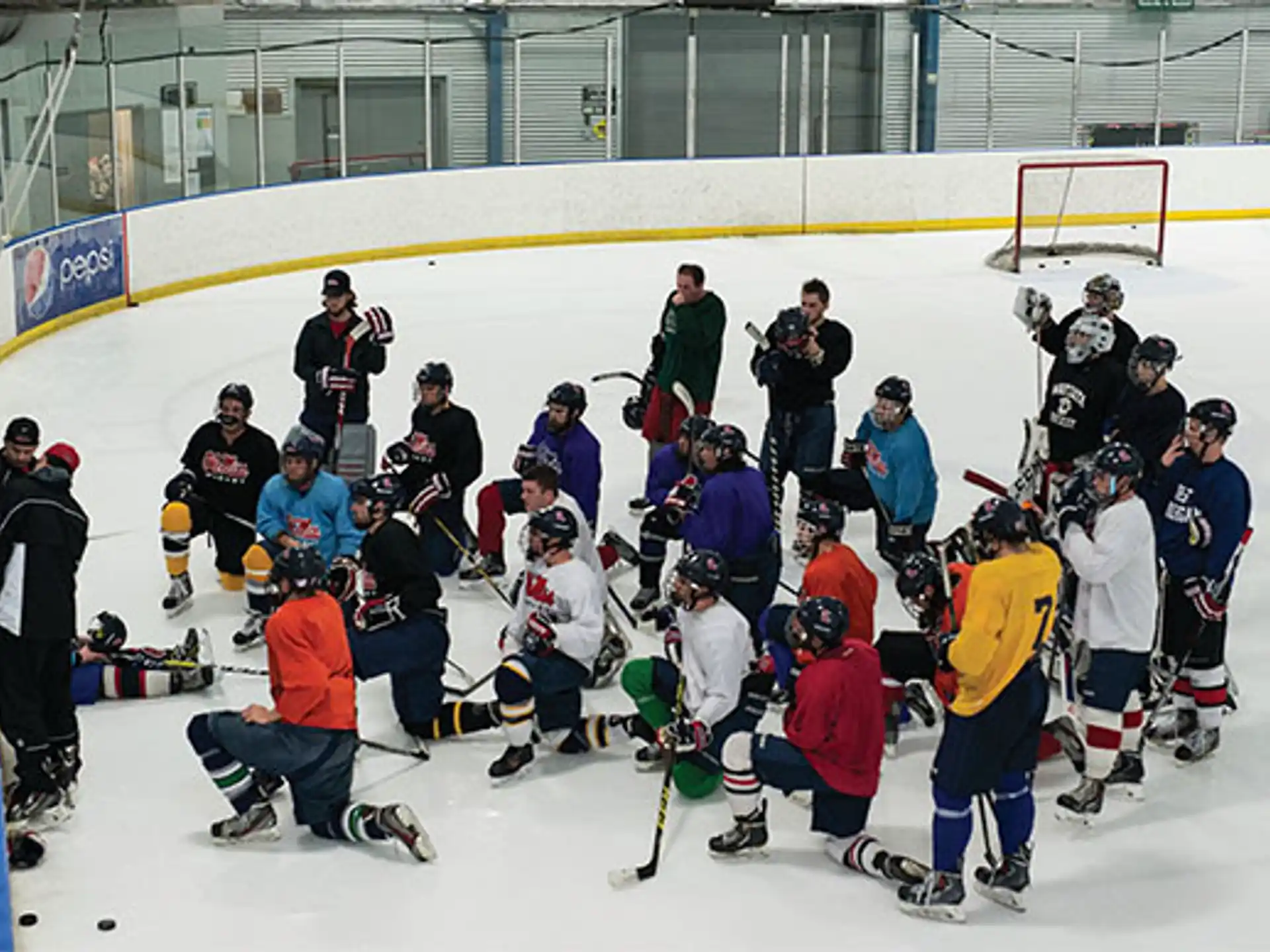a group of people on ice