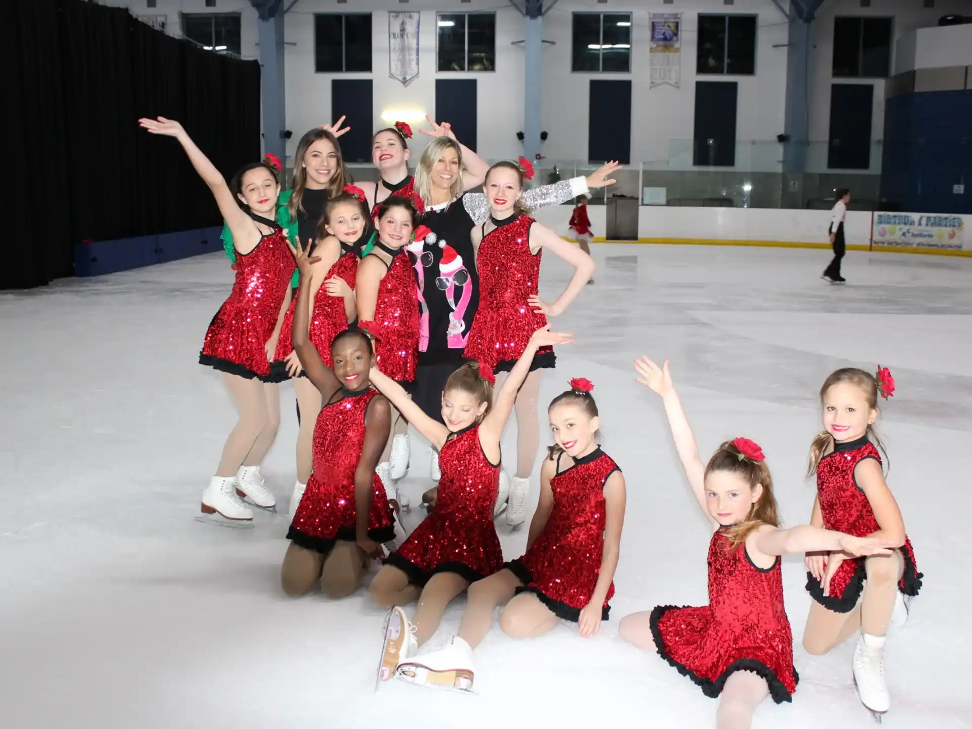 a group of girls on ice
