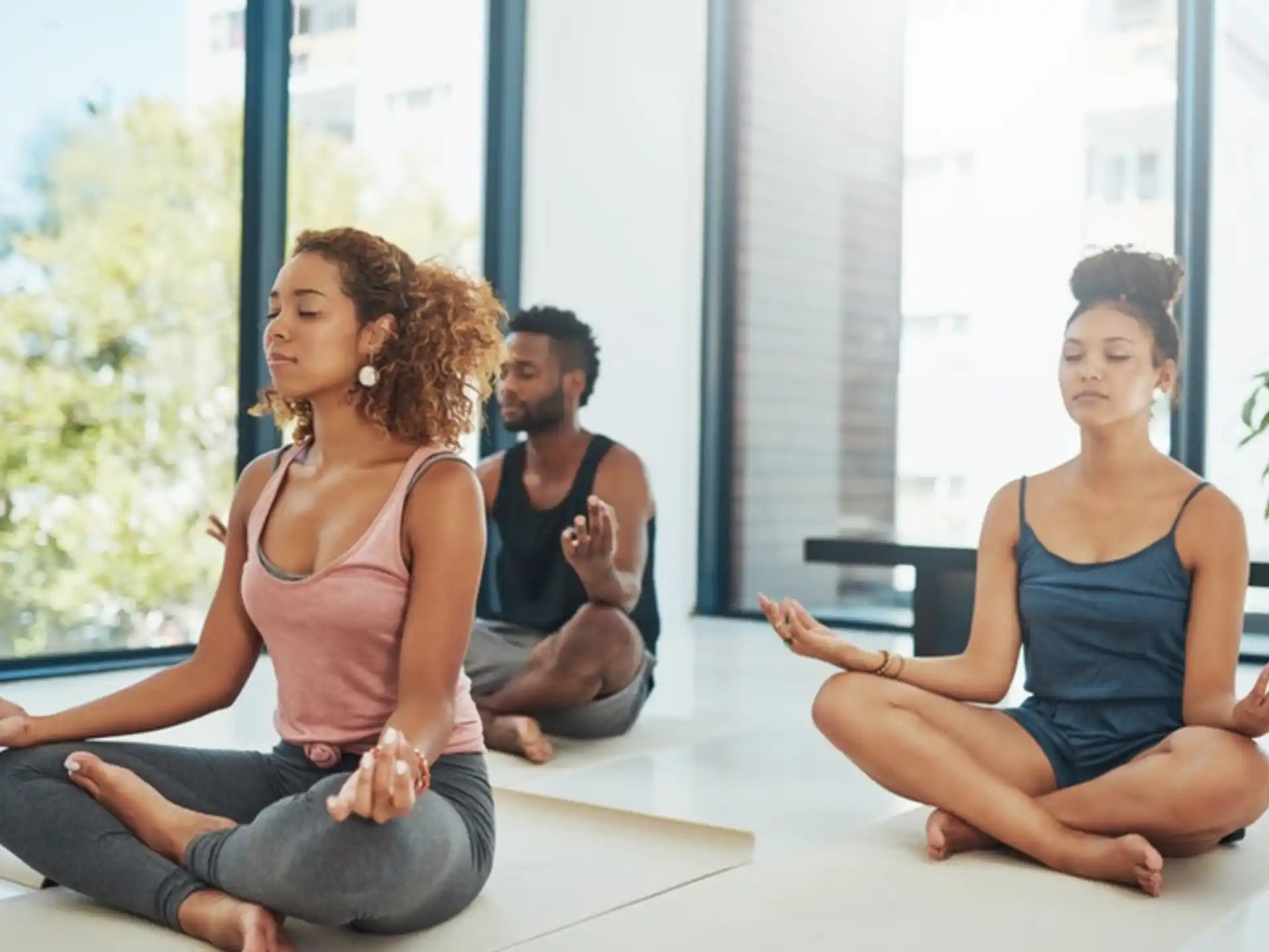 a group of people sitting on the floor