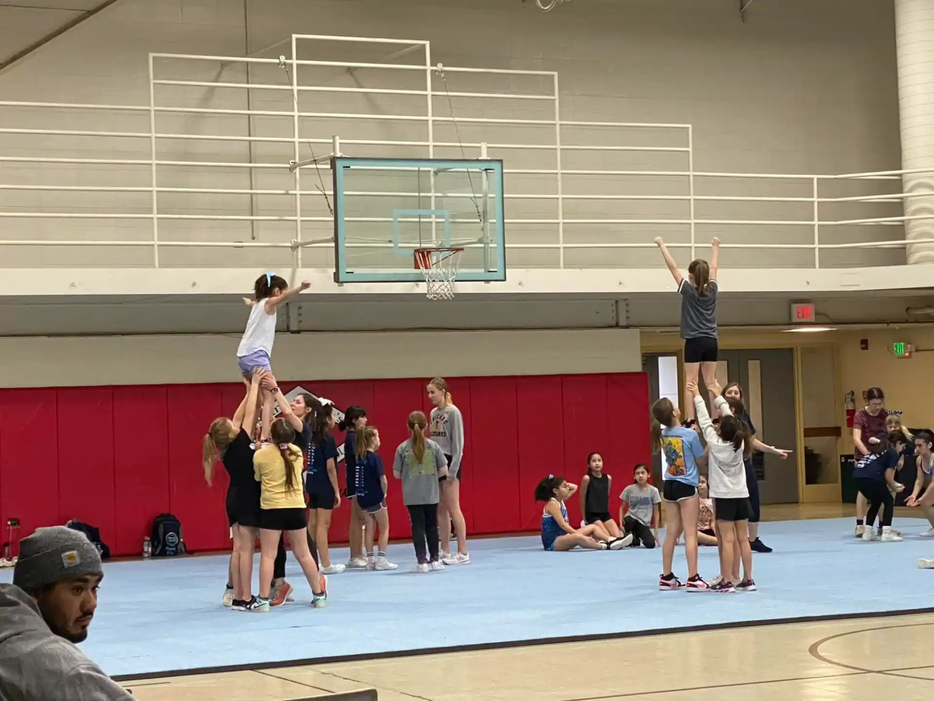 a group of people in a gym