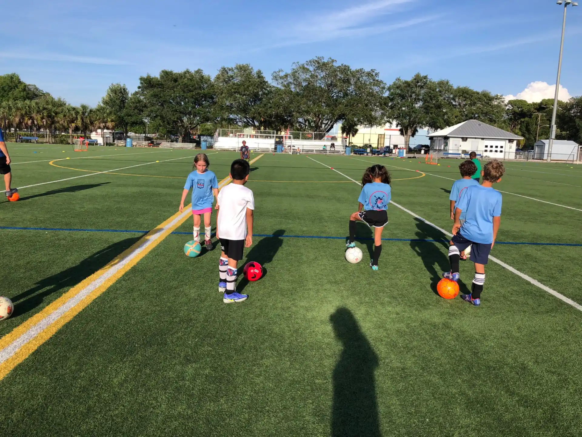 kids playing with football balls