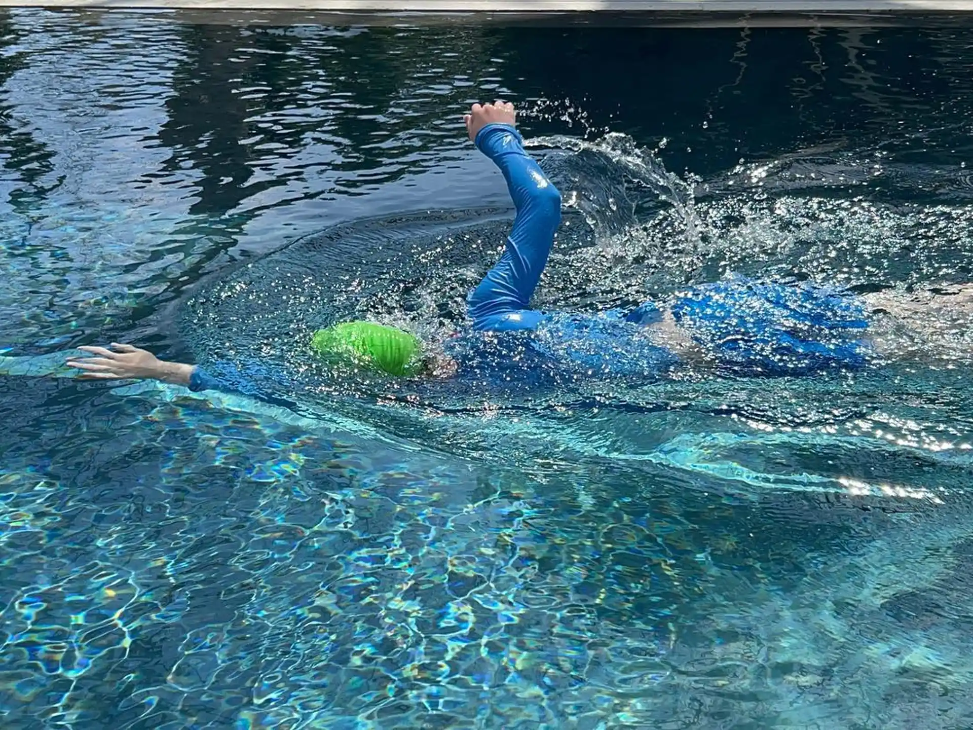 a person swimming in water