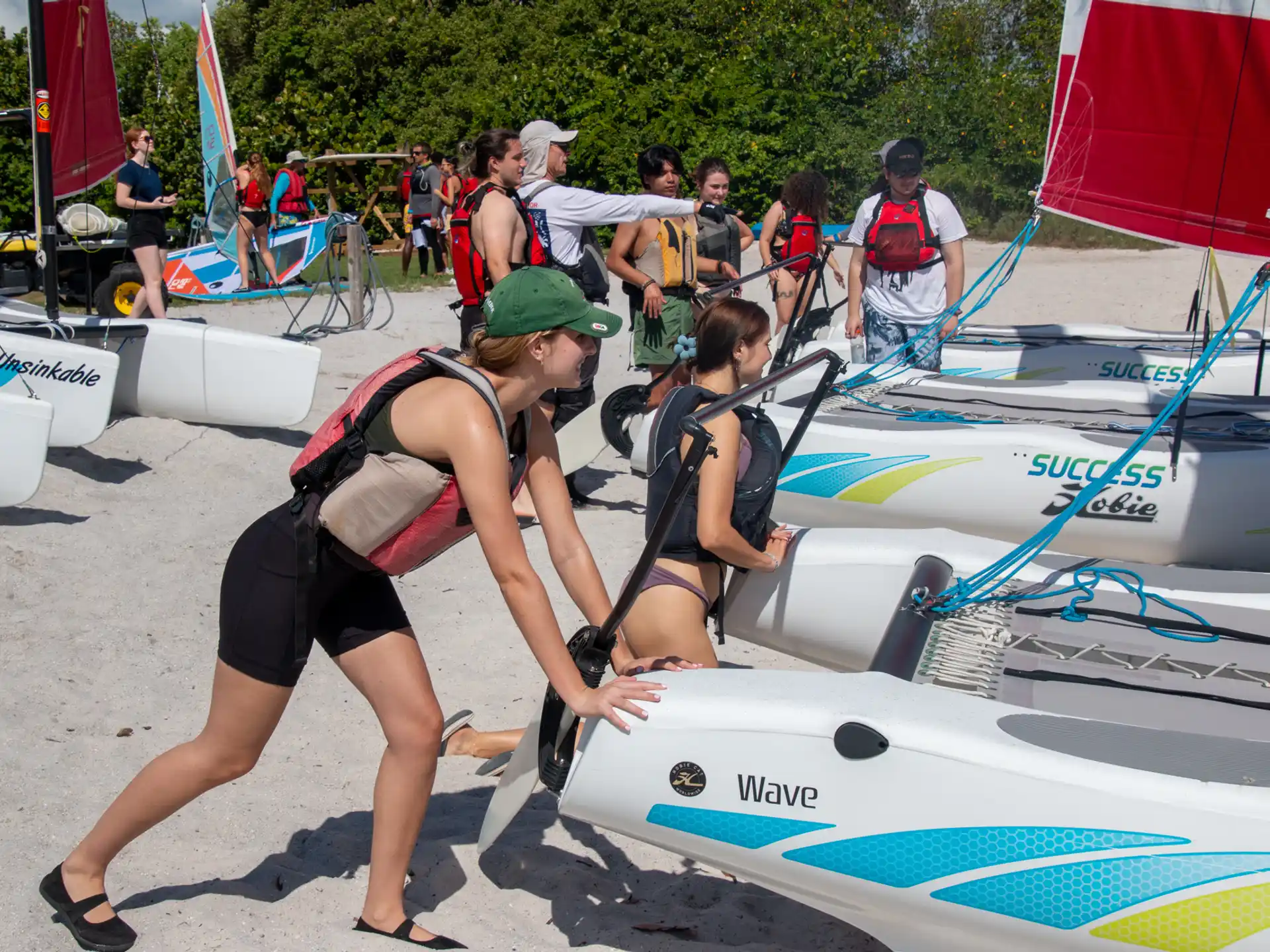 a group of people on jet skis