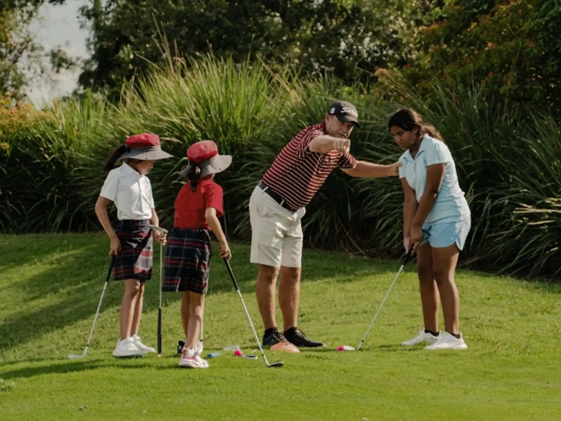 a group of people playing golf