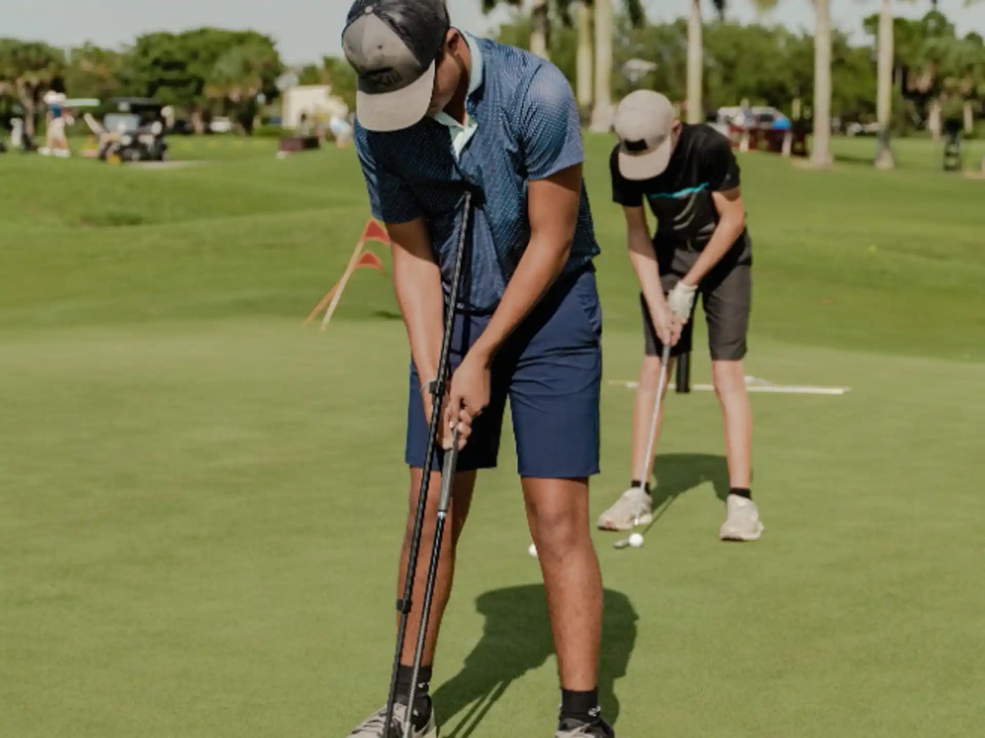 a person playing golf