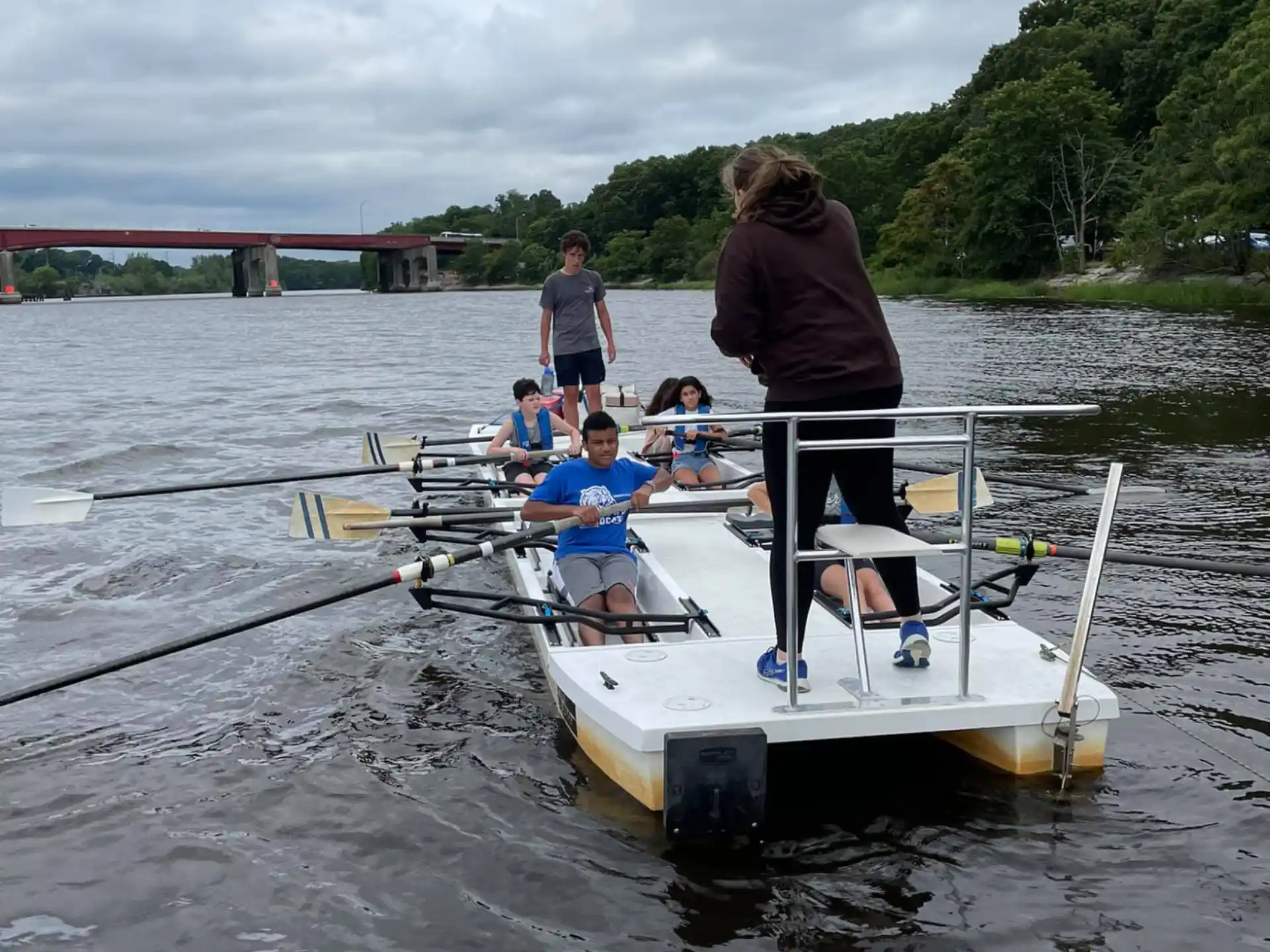 a group of people on a boat