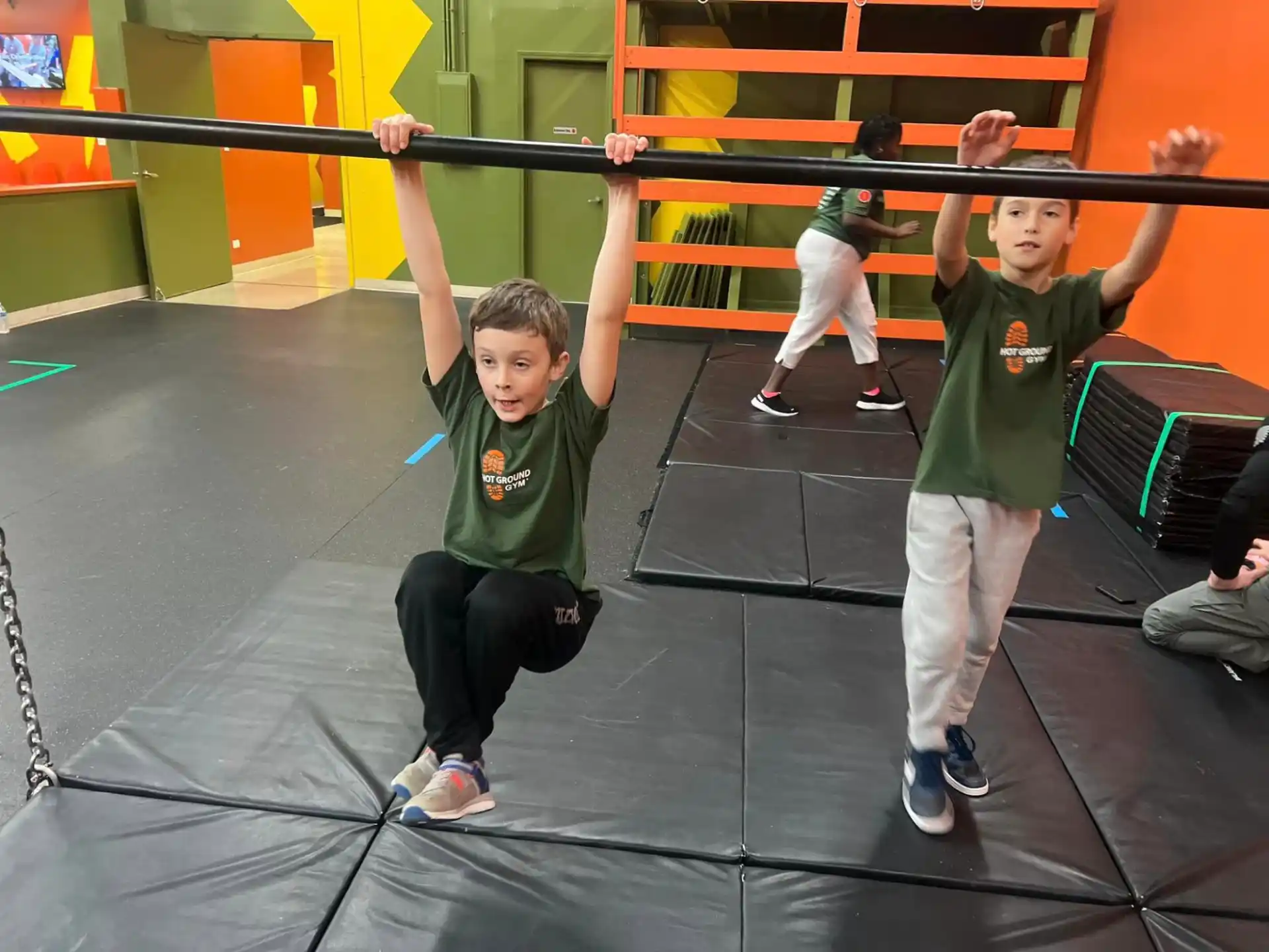 a group of kids on a gym