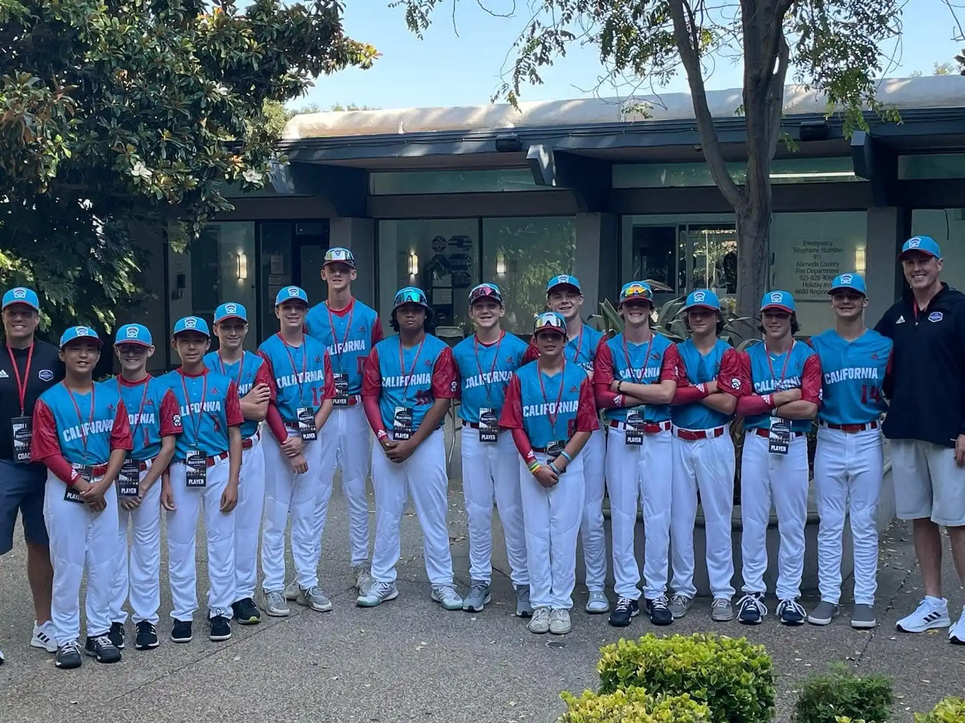 a group of people wearing matching outfits