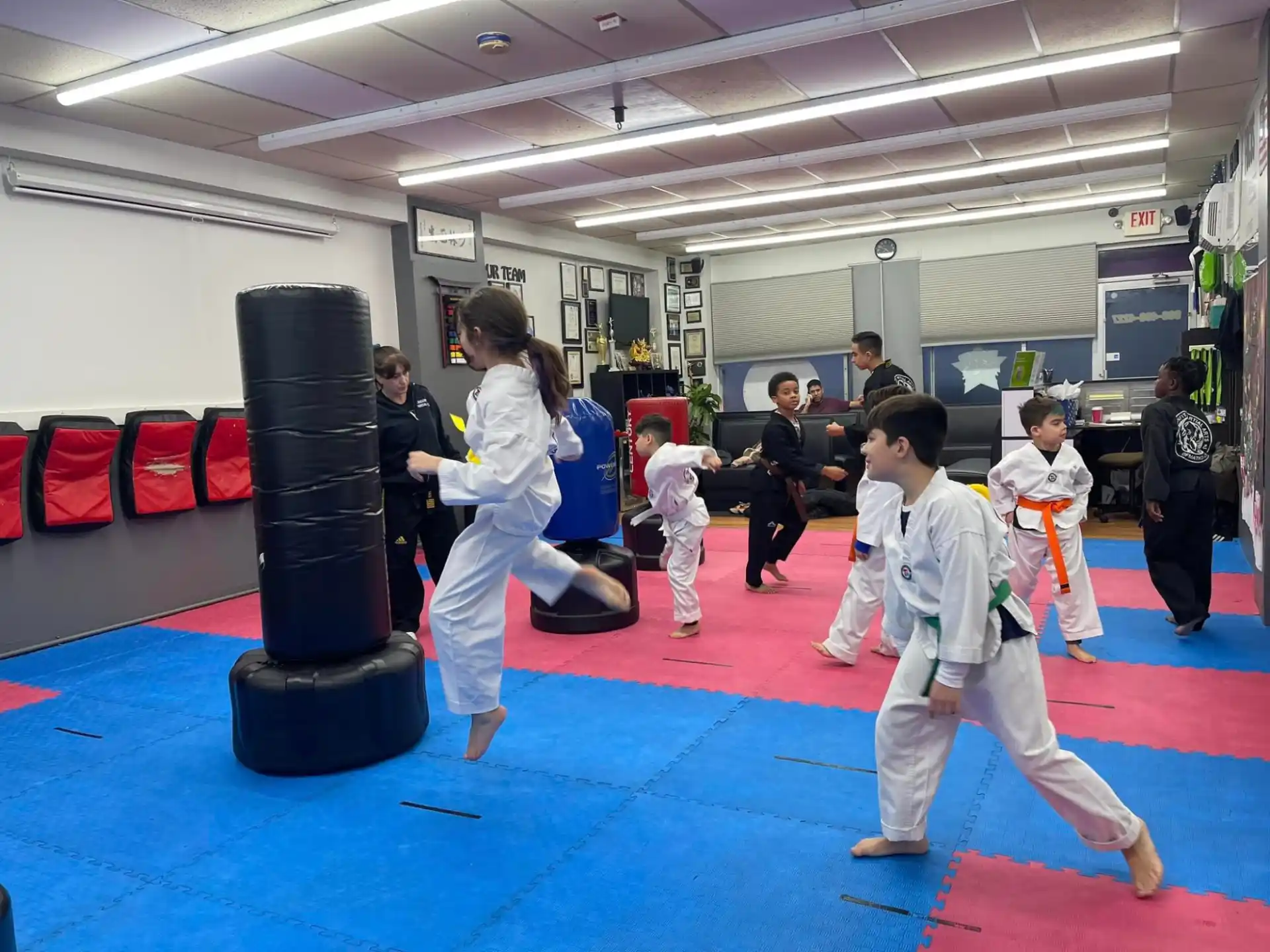 a group of people in karate uniforms