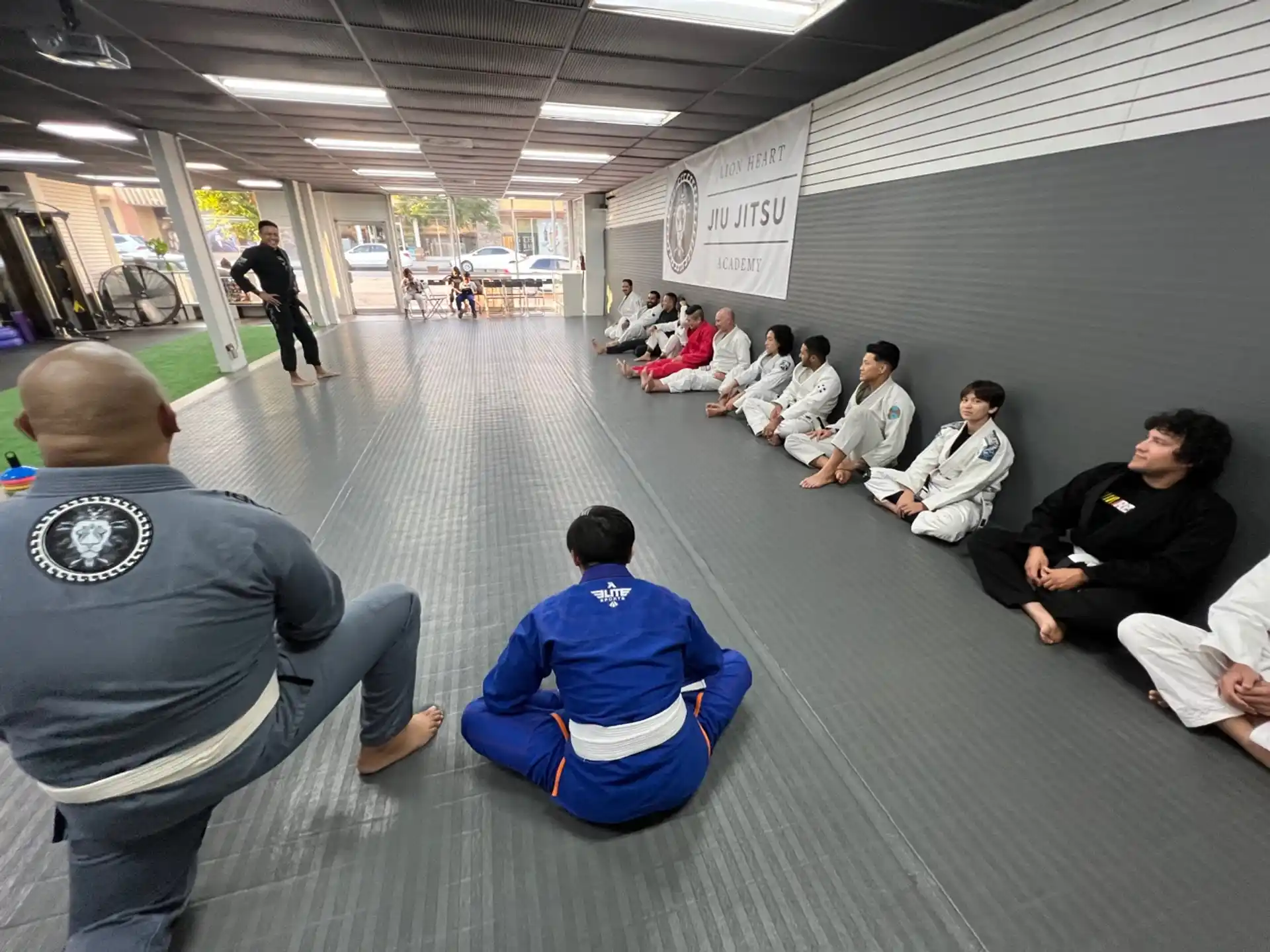 a group of people sitting in a room