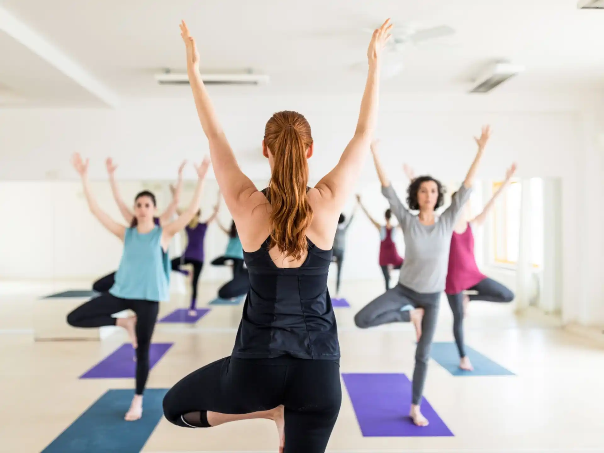 a group of people exercising