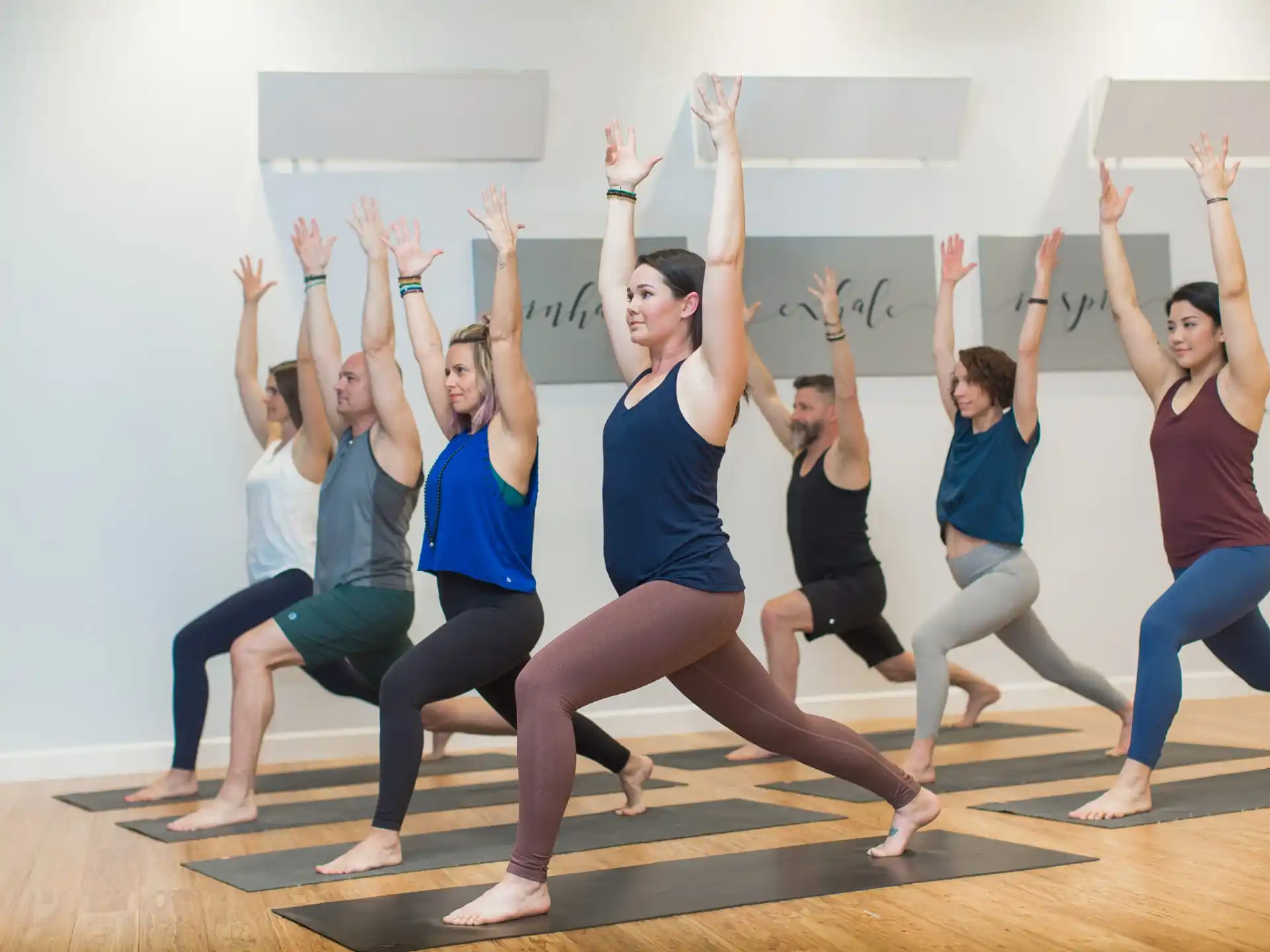 a group of people exercising