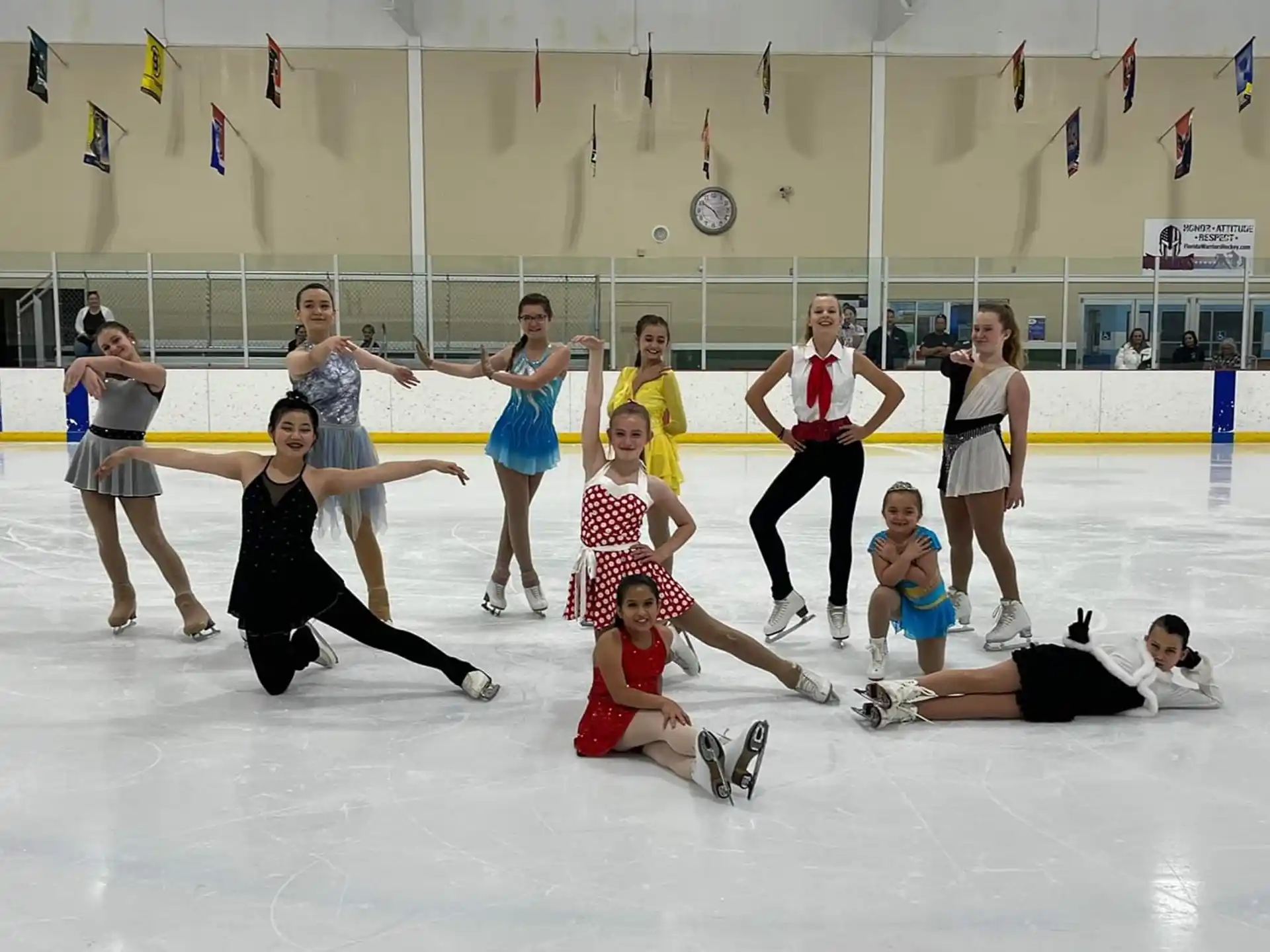 a group of people on ice