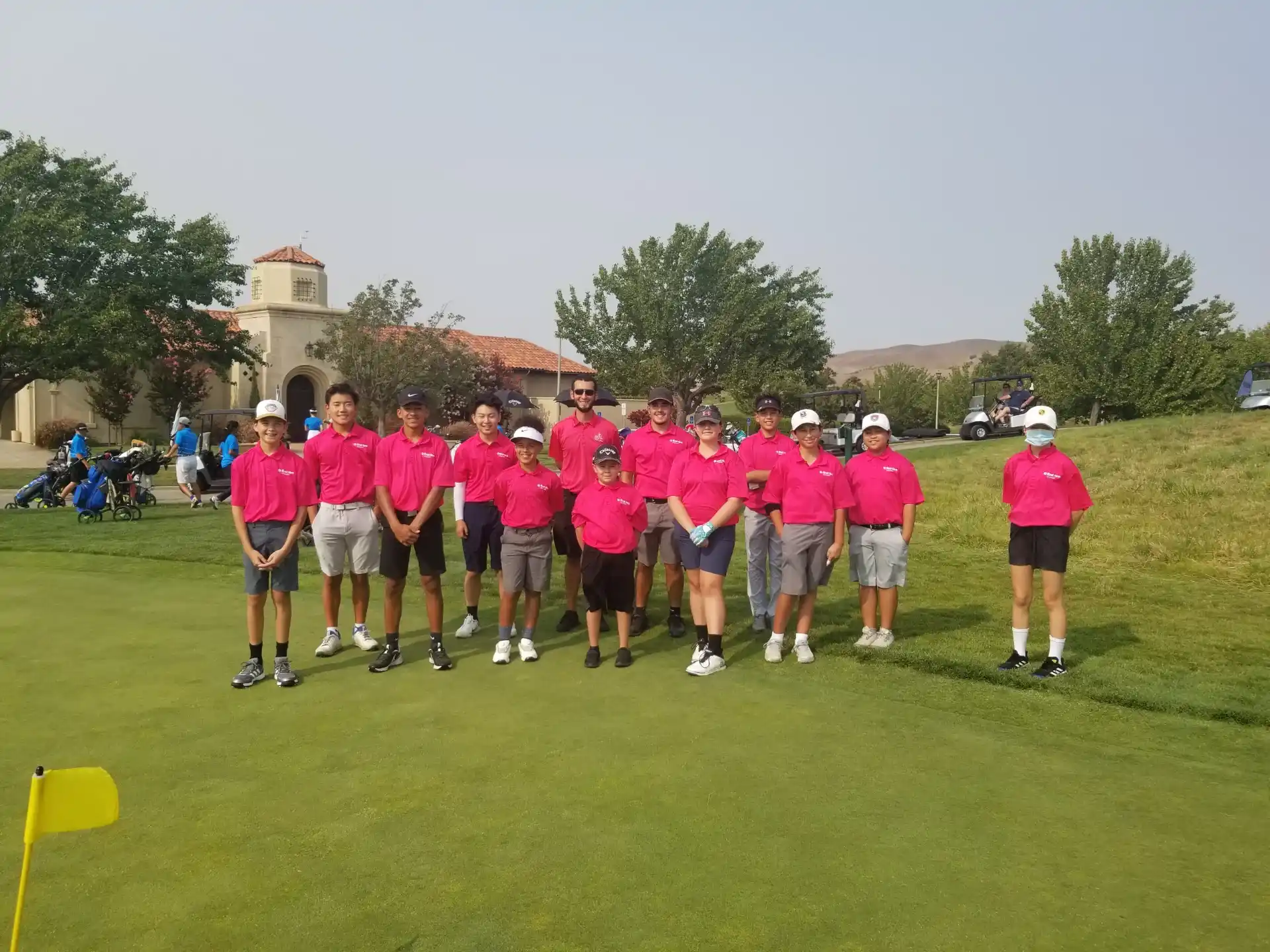 a group of people wearing matching t-shirts