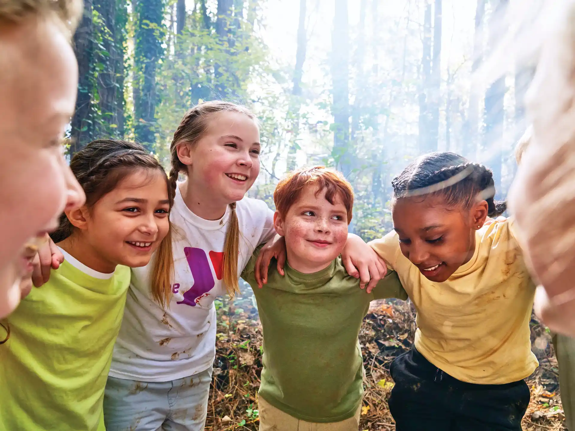 a group of children smiling