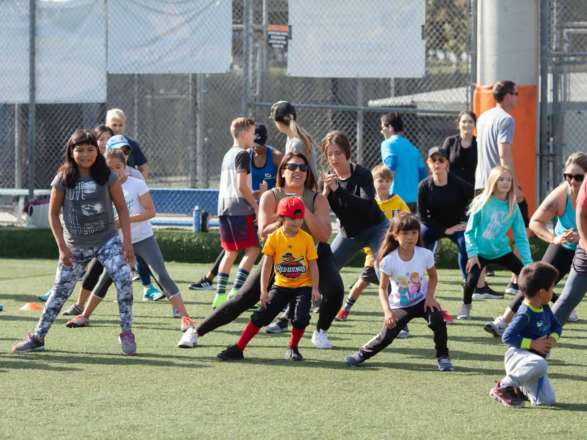 a group of kids playing football