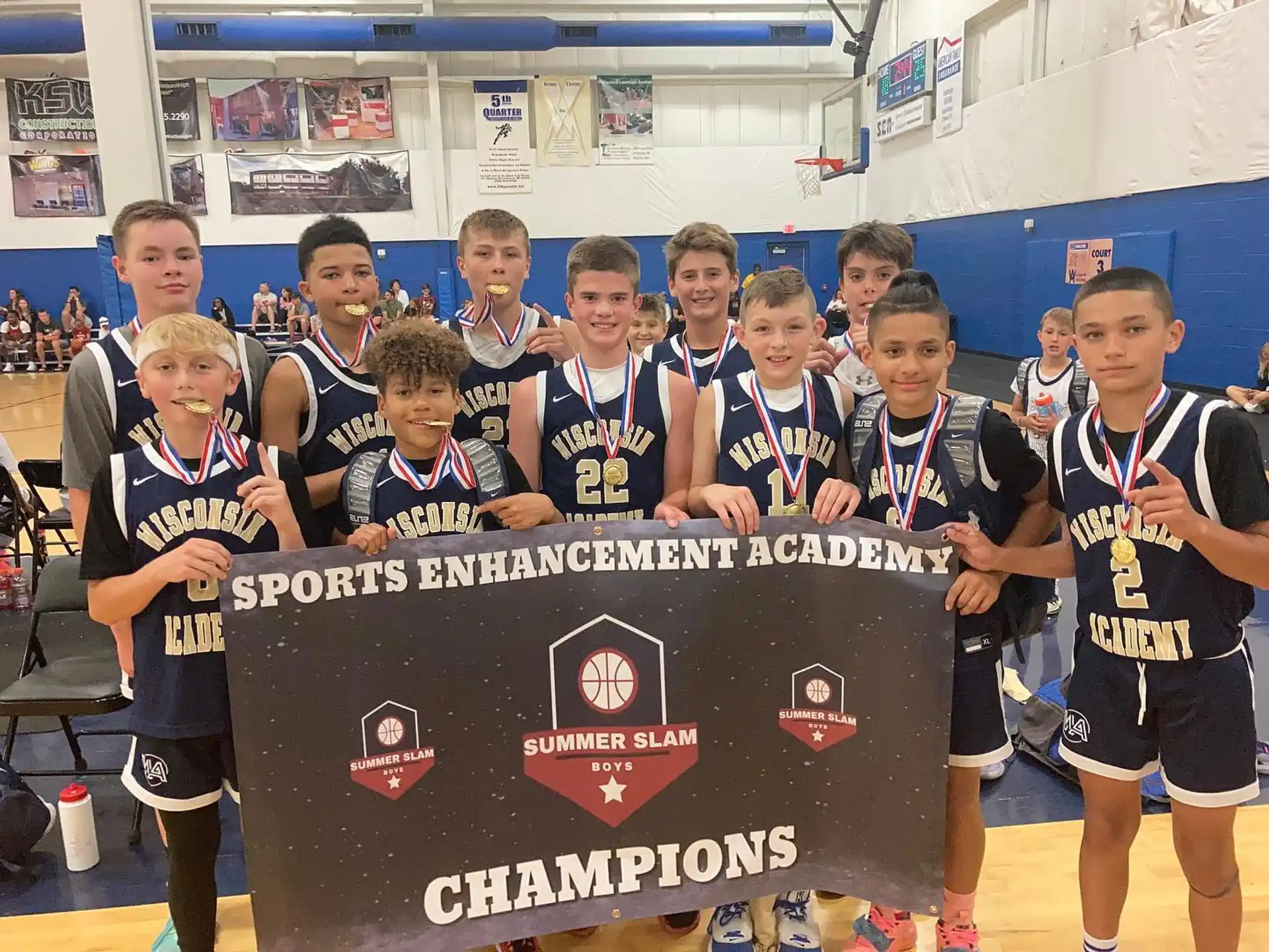 a group of boys wearing medals