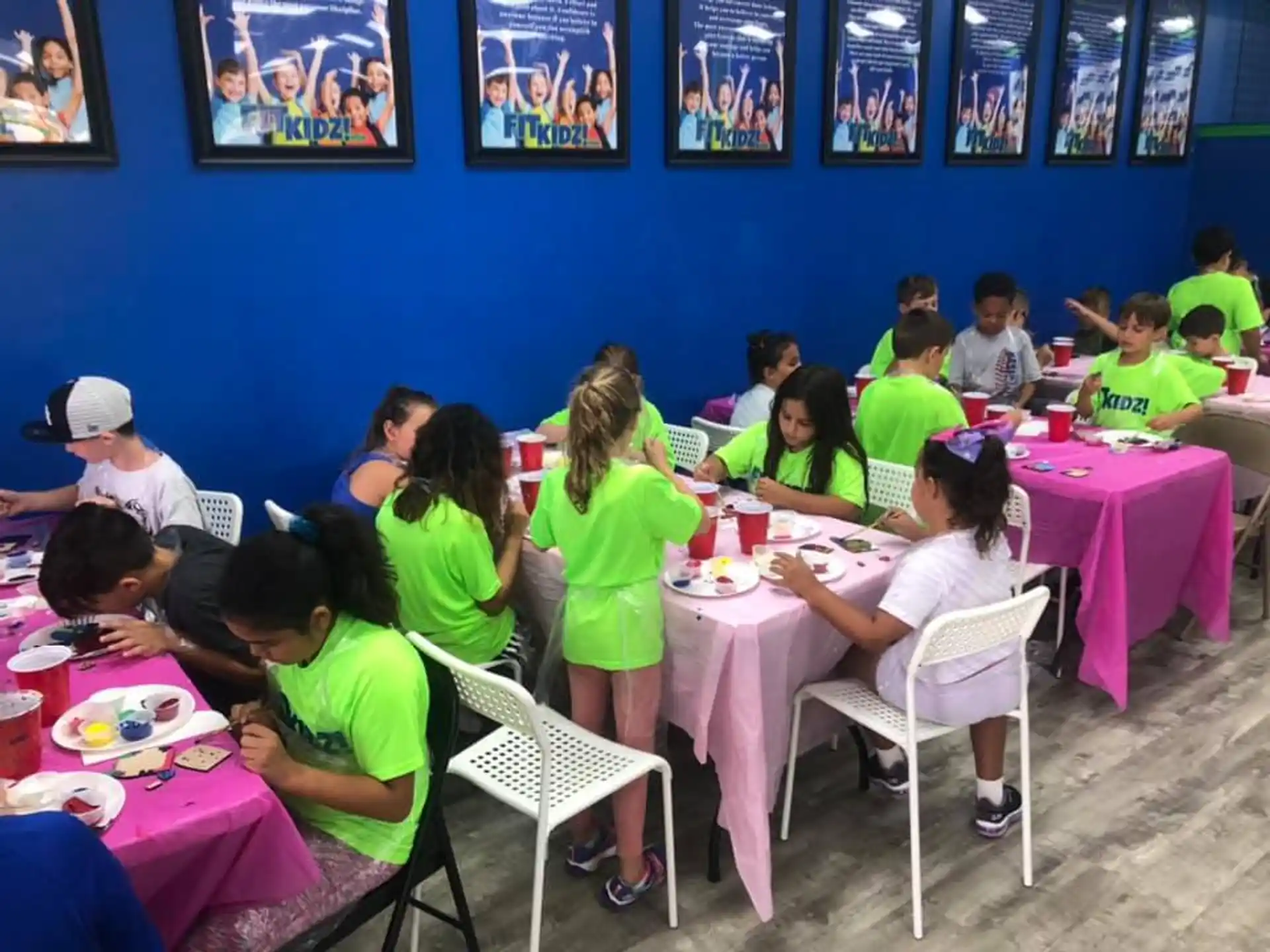 a group of people sitting at tables