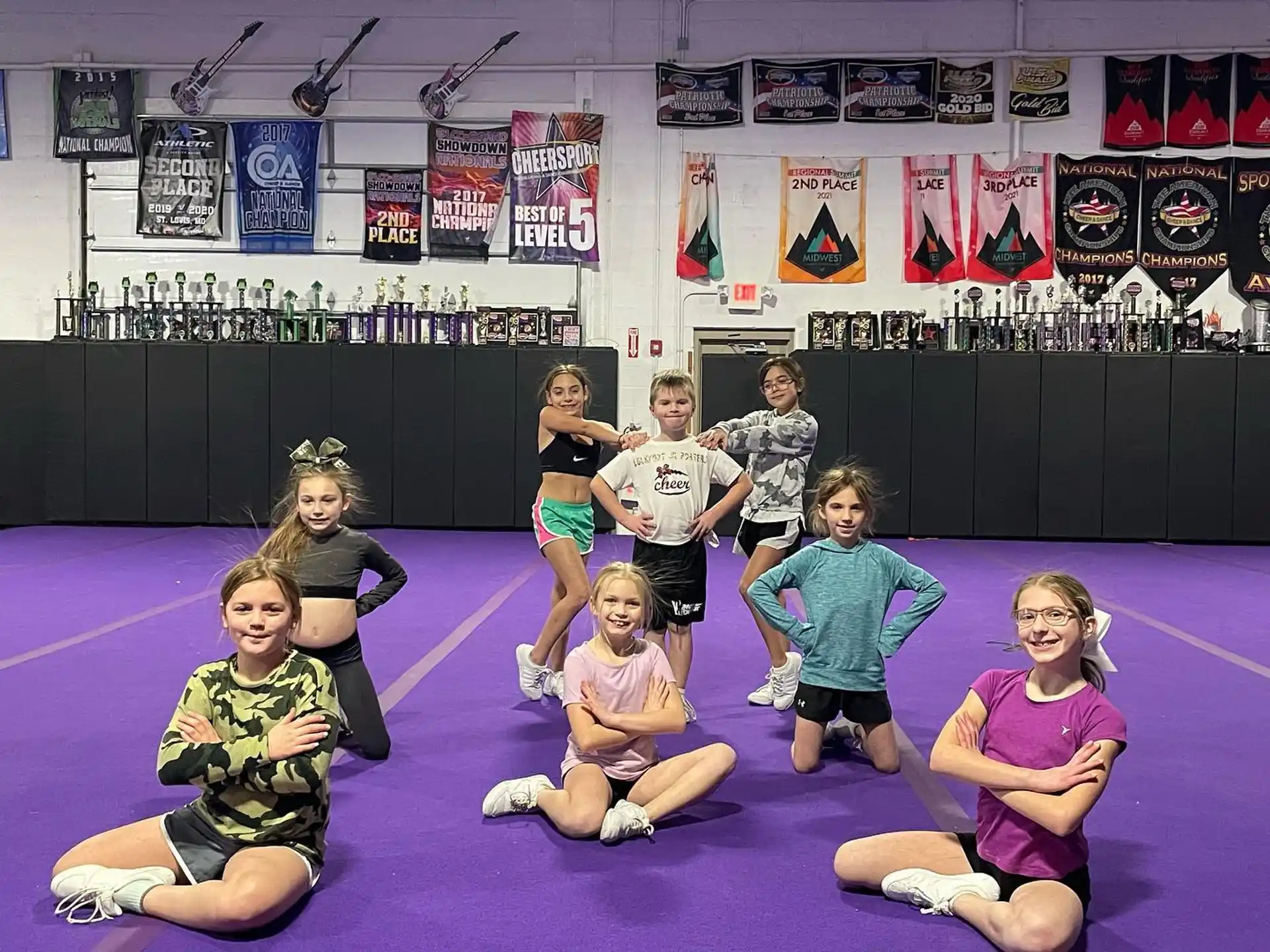a group of girls in a gym