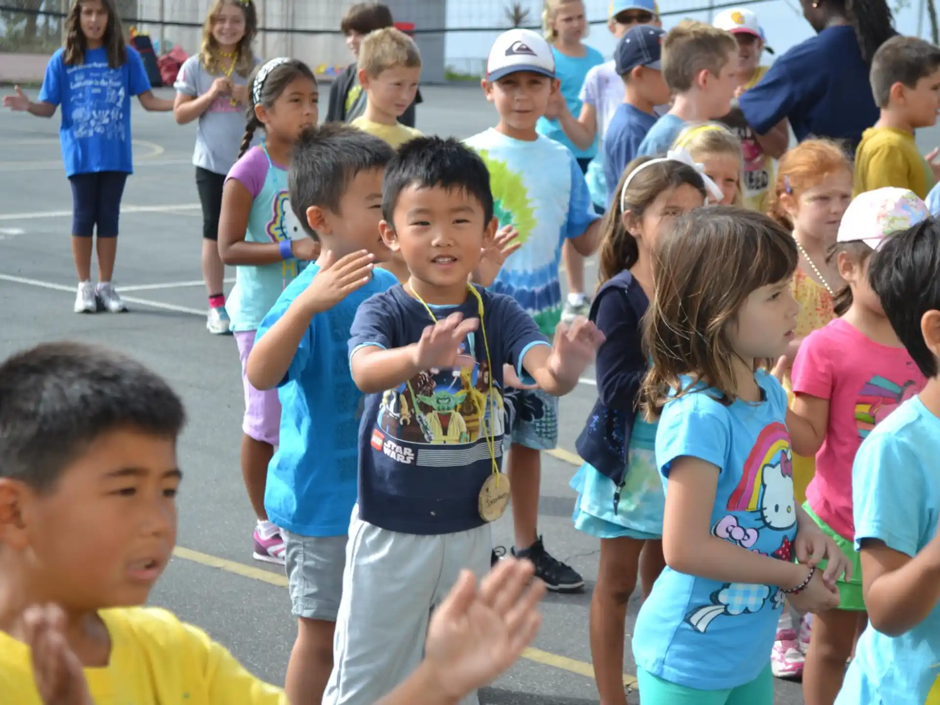 a group of children standing together