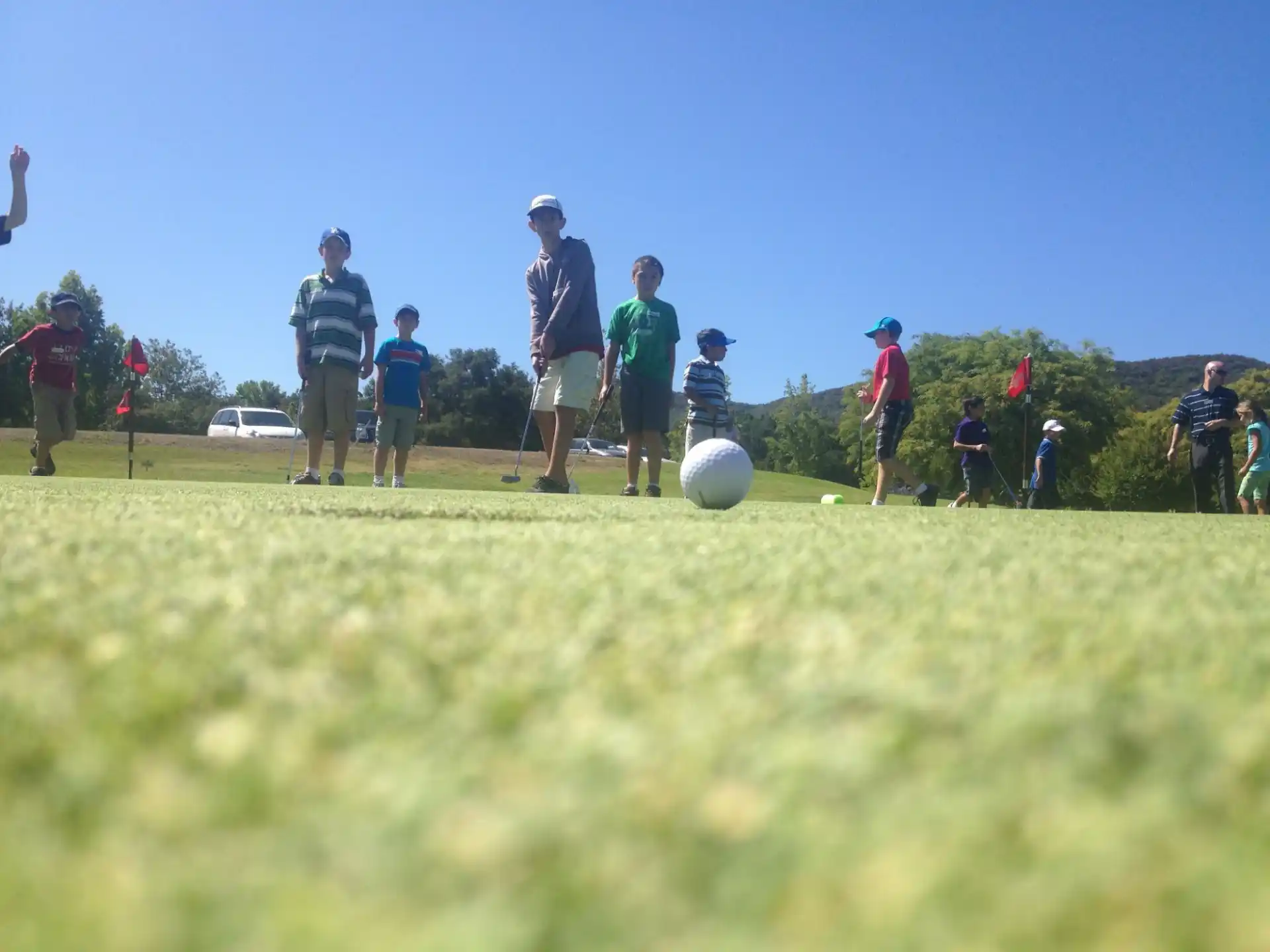 a group of people playing football