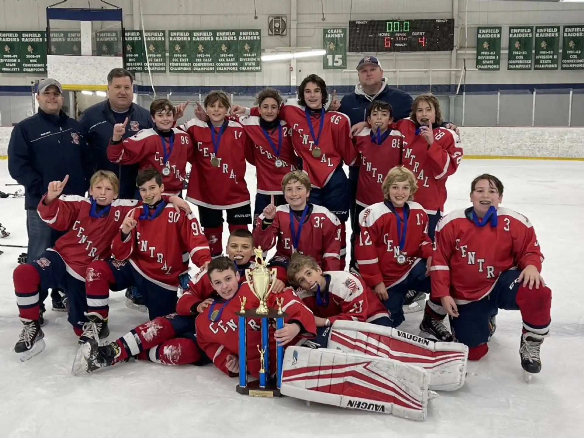 a group of people wearing hockey uniforms