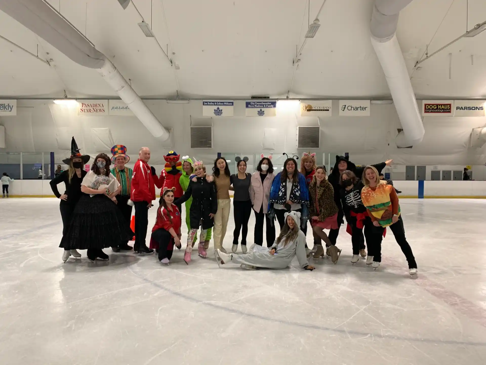 a group of people on ice