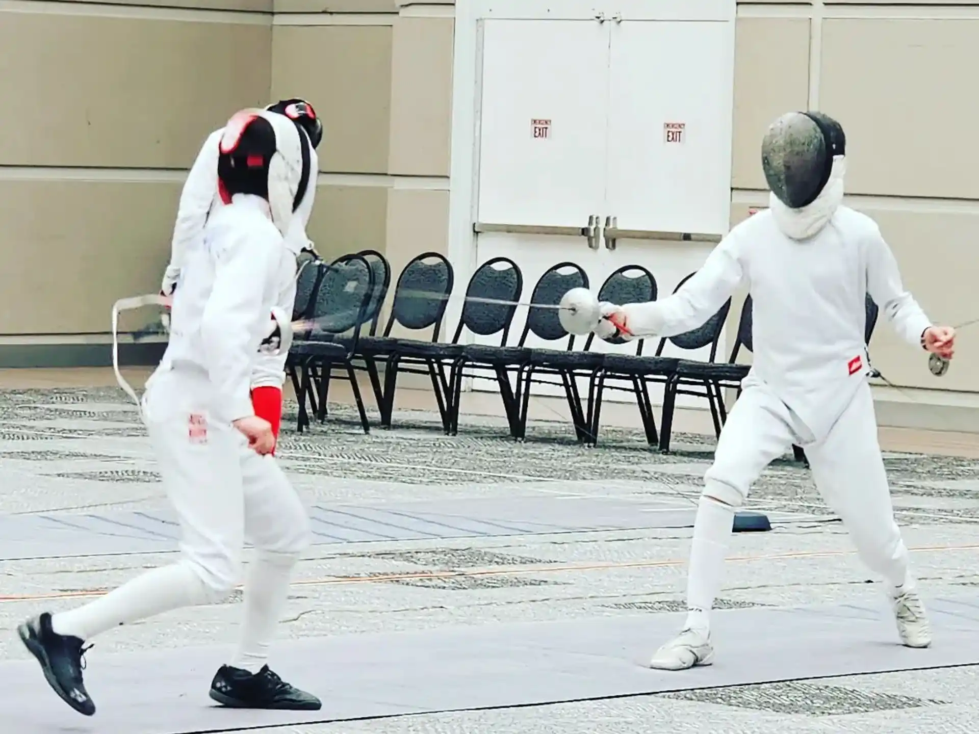 two people in white uniforms