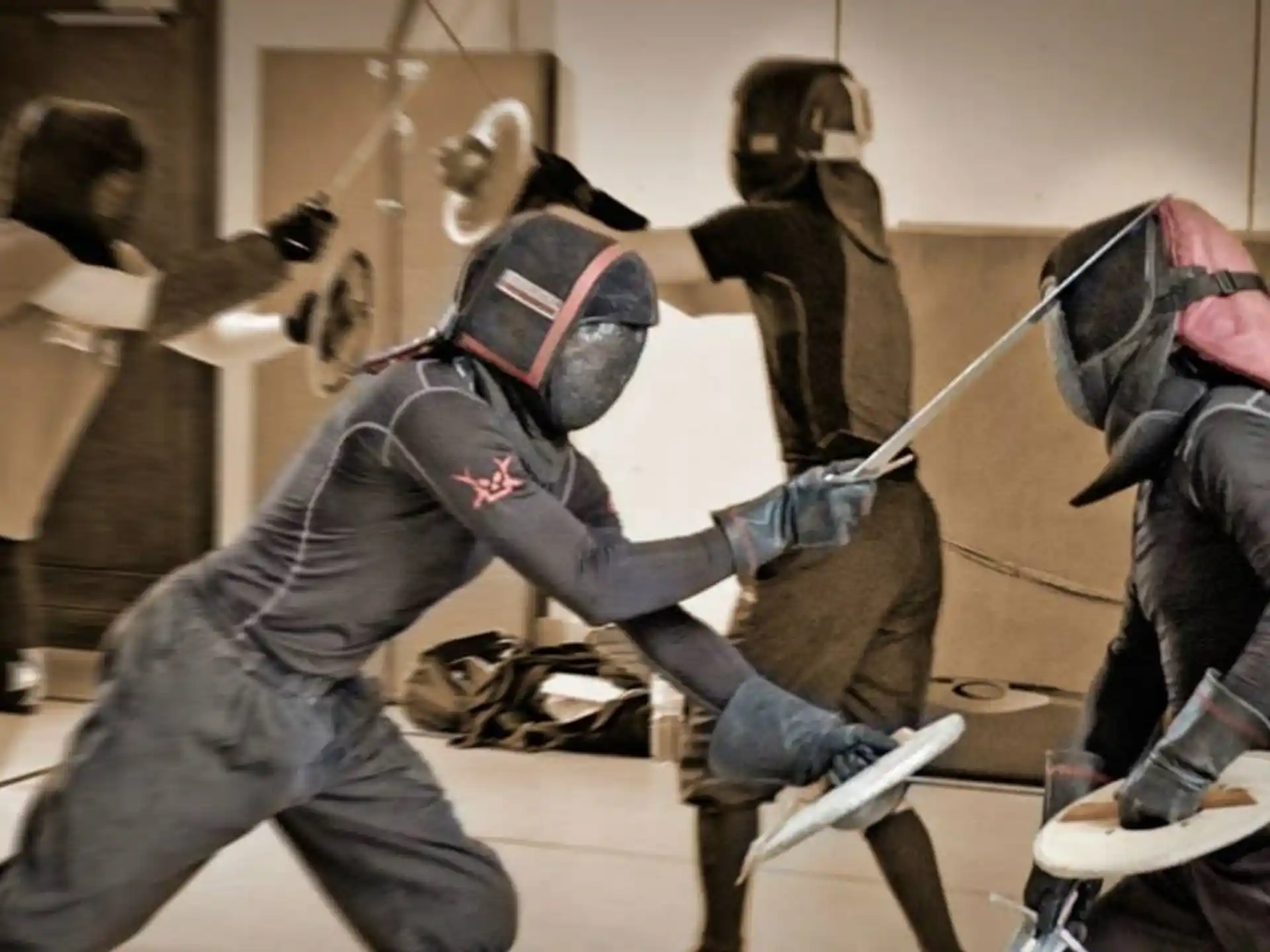 a group of people wearing helmets
