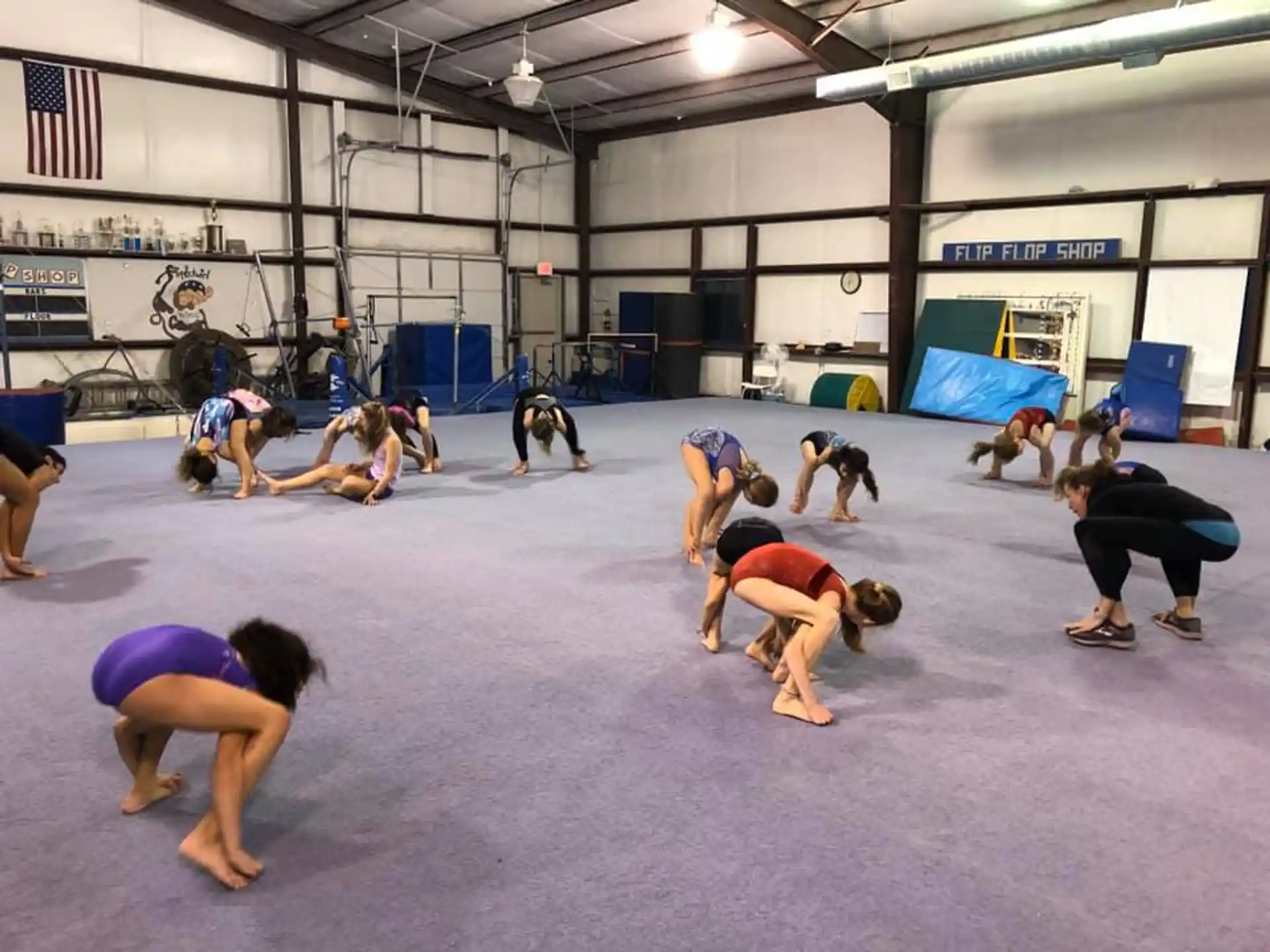 a group of people exercising